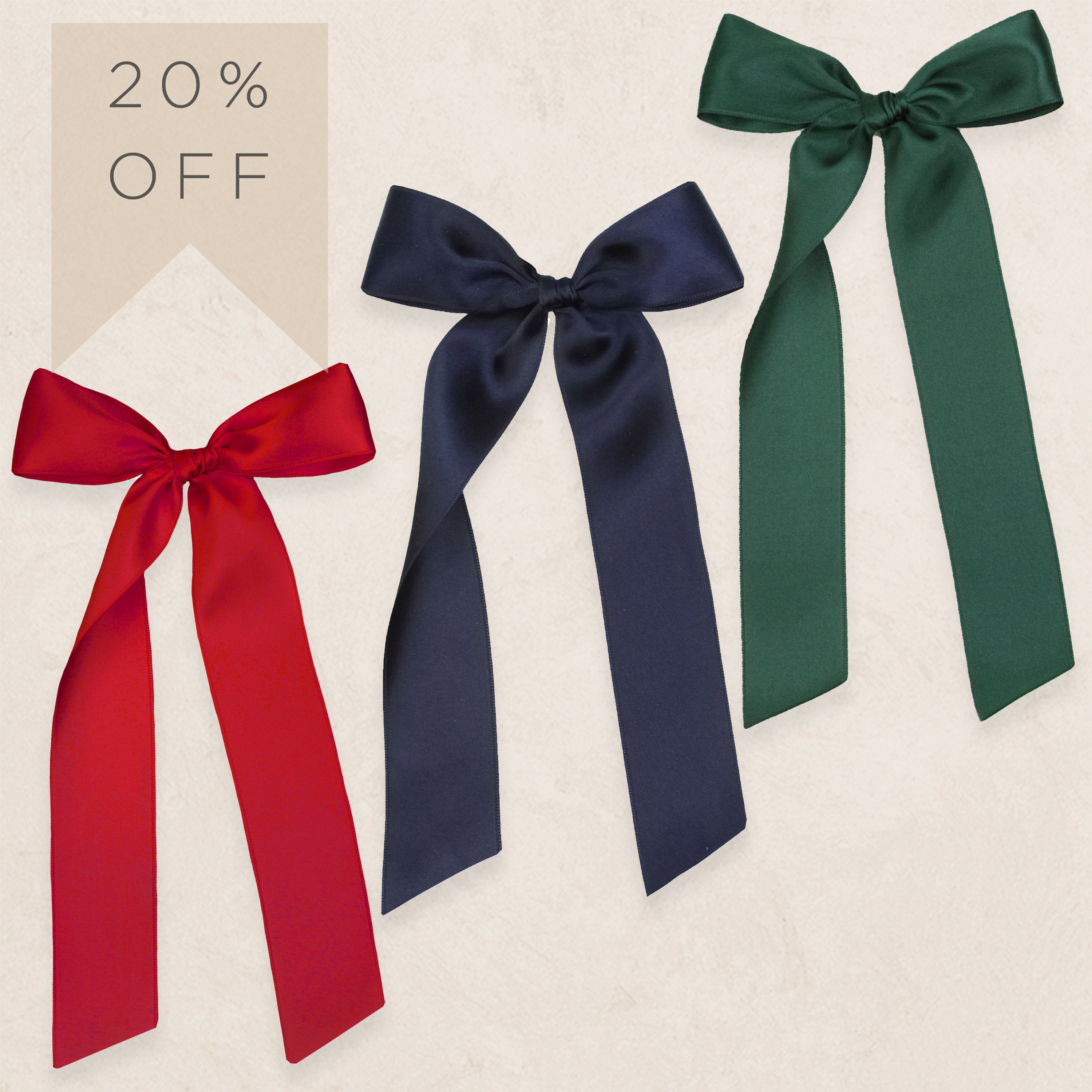 Satin Bow 3 Pack: Midnight Blue Sash Clips