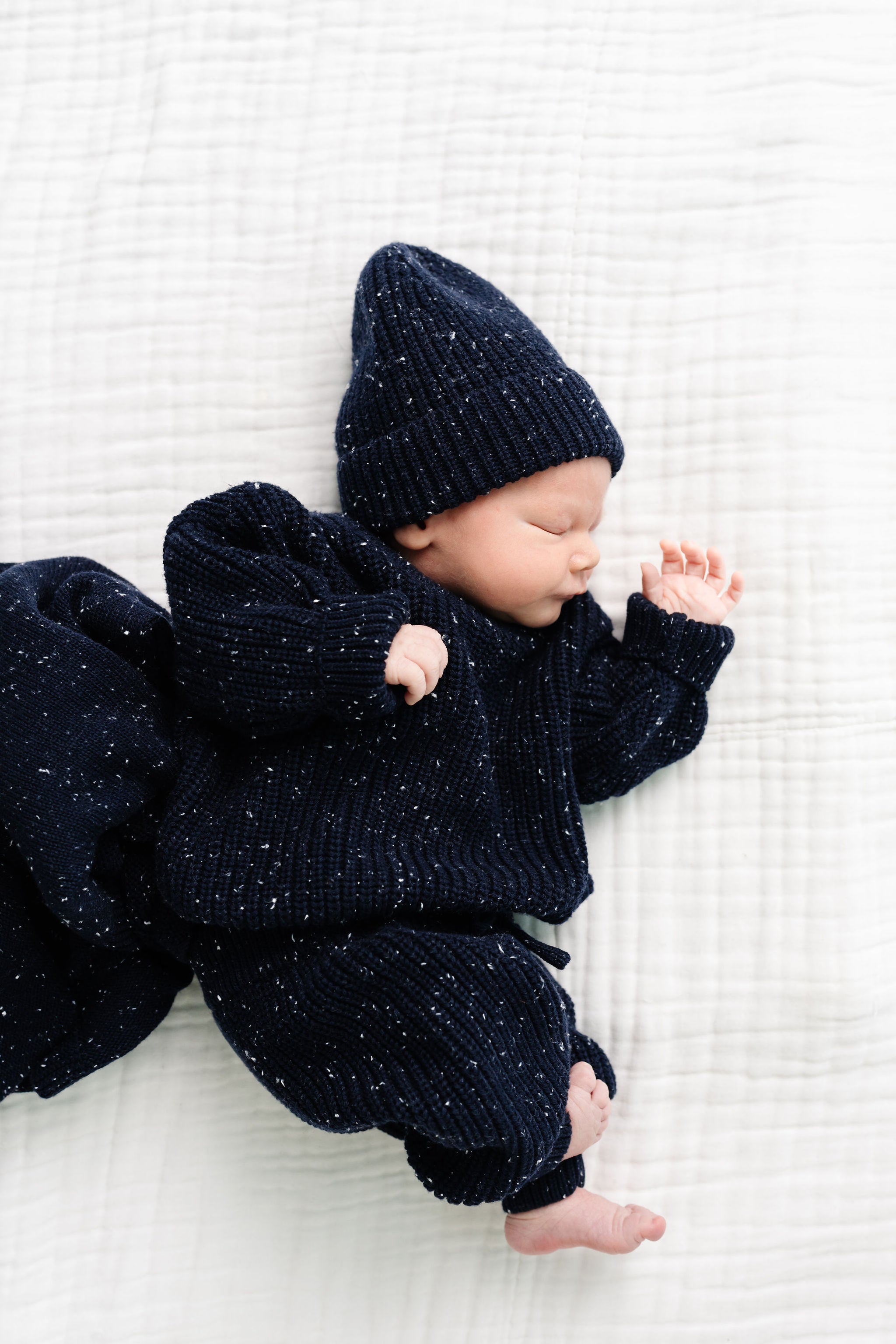 Knit Blanket - Navy Speckle