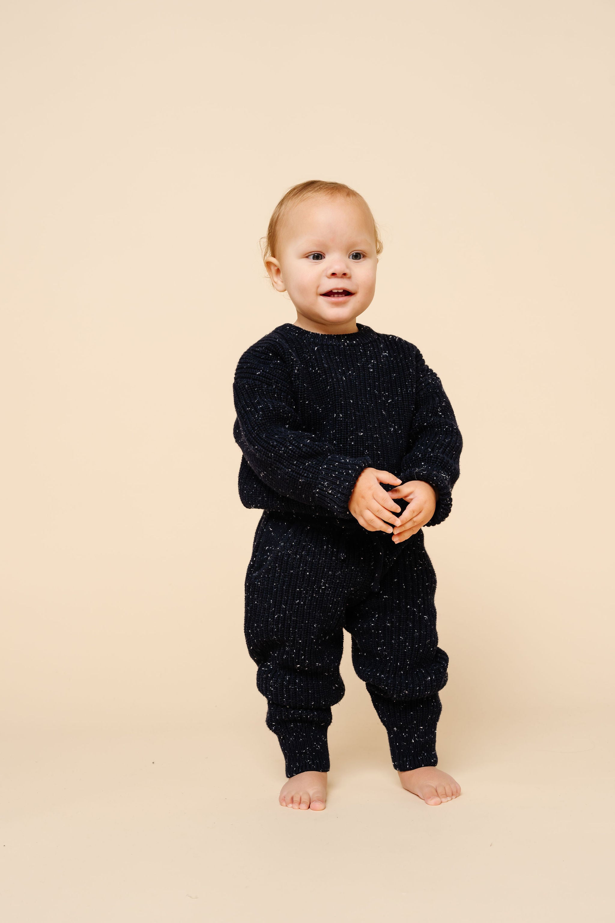 Knit Chunky Sweater - Navy Speckle