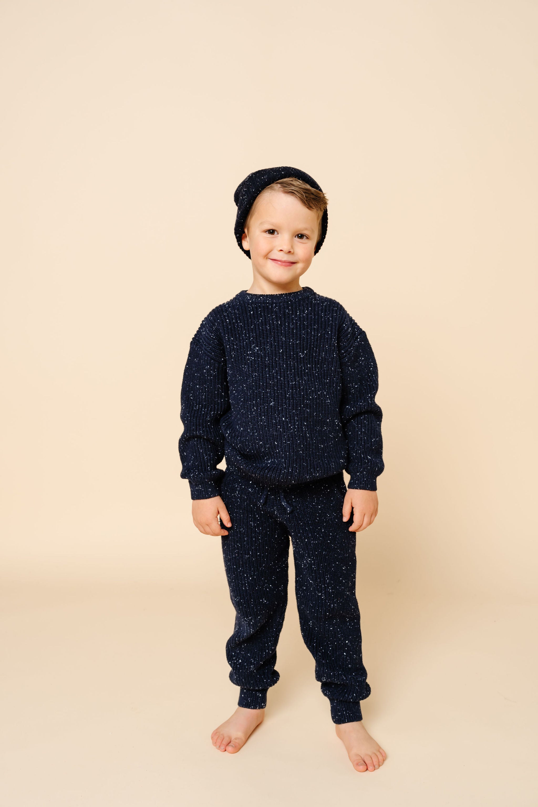 Knit Chunky Sweater - Navy Speckle