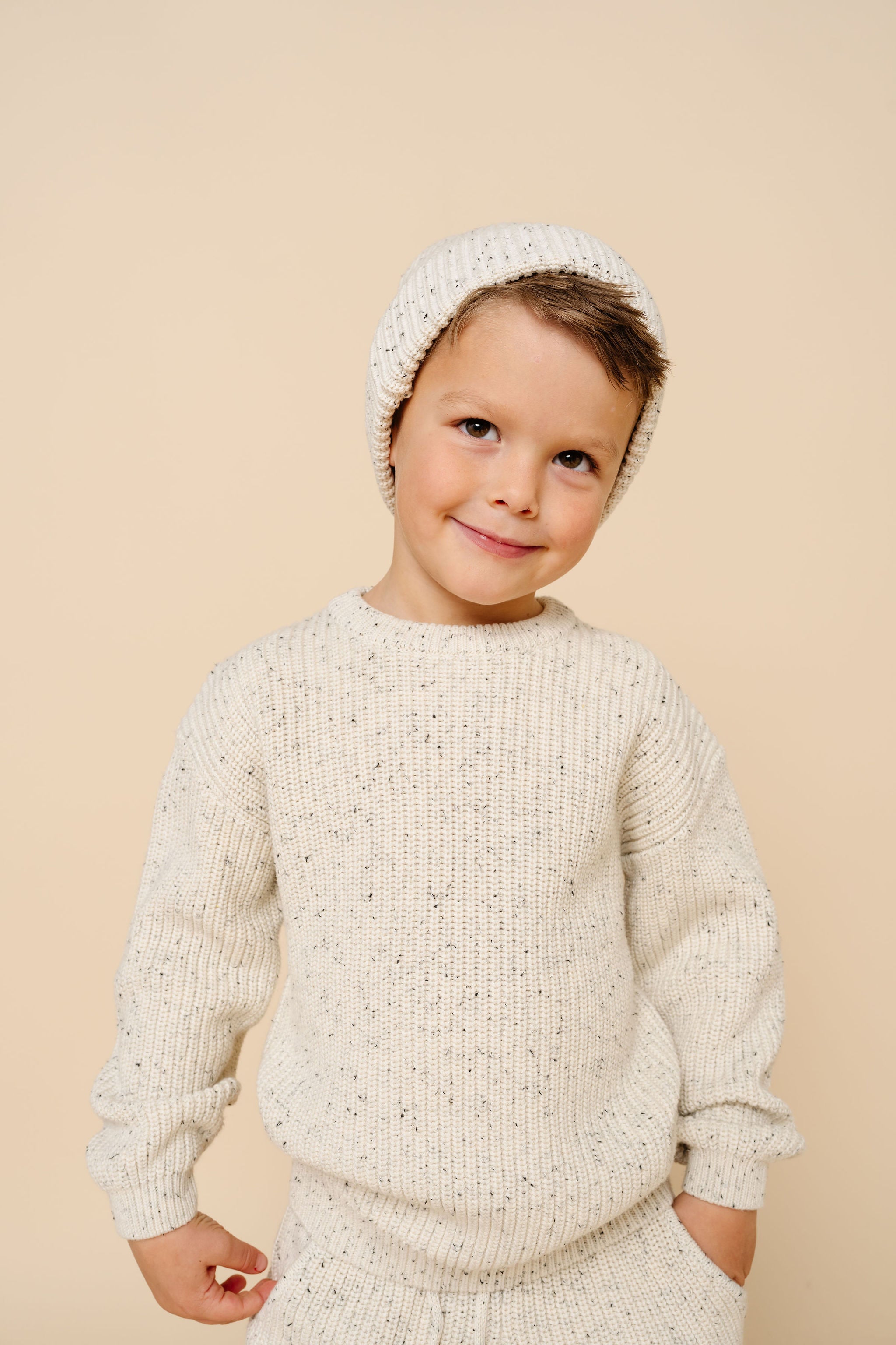 Knit Beanie - Cream Speckle