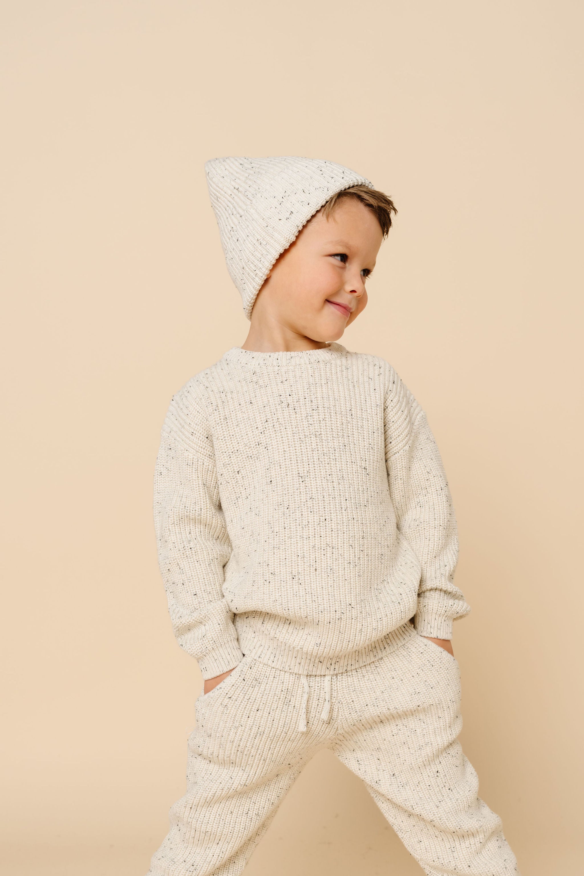 Knit Beanie - Cream Speckle