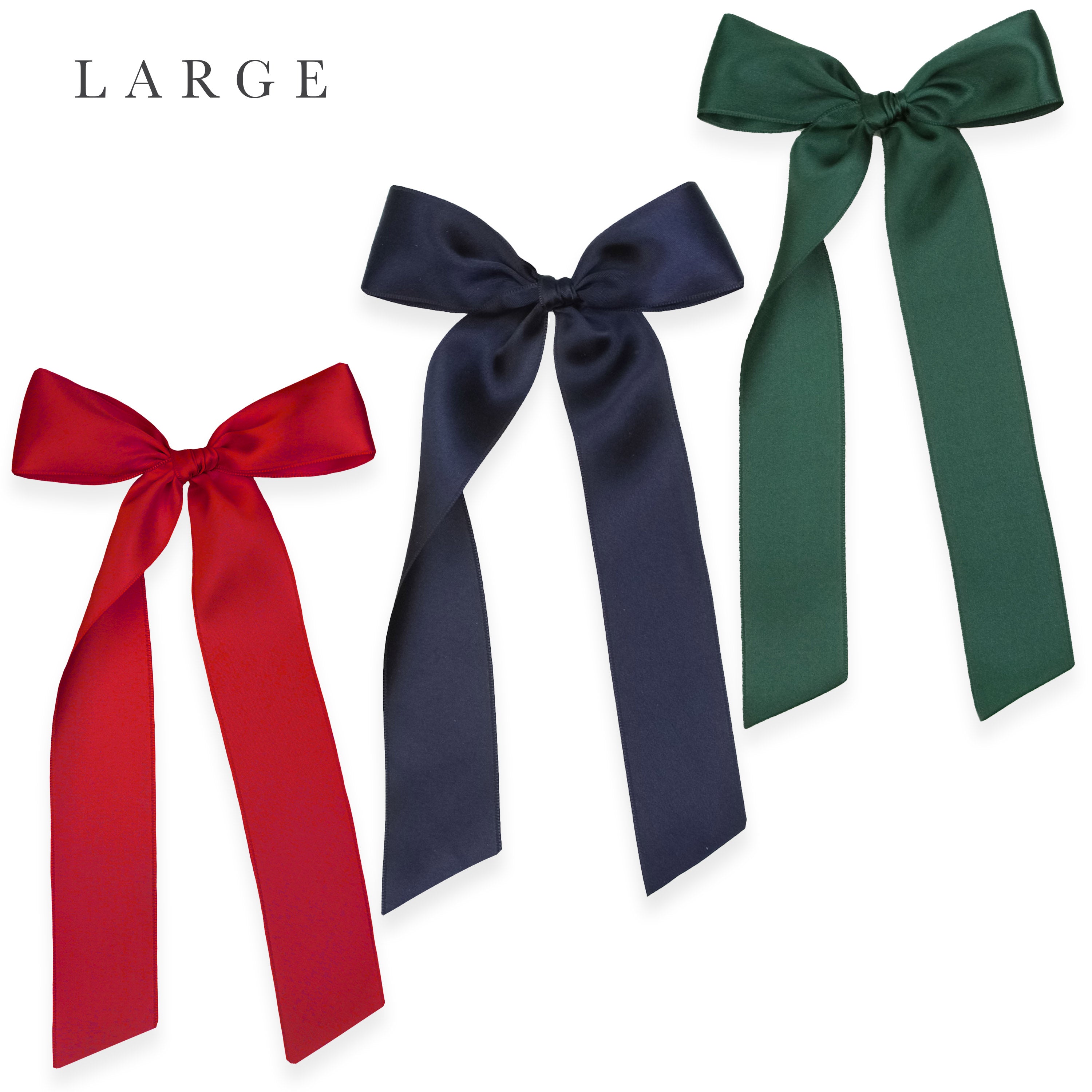 Satin Bow 3 Pack: Midnight Blue Sash Clips