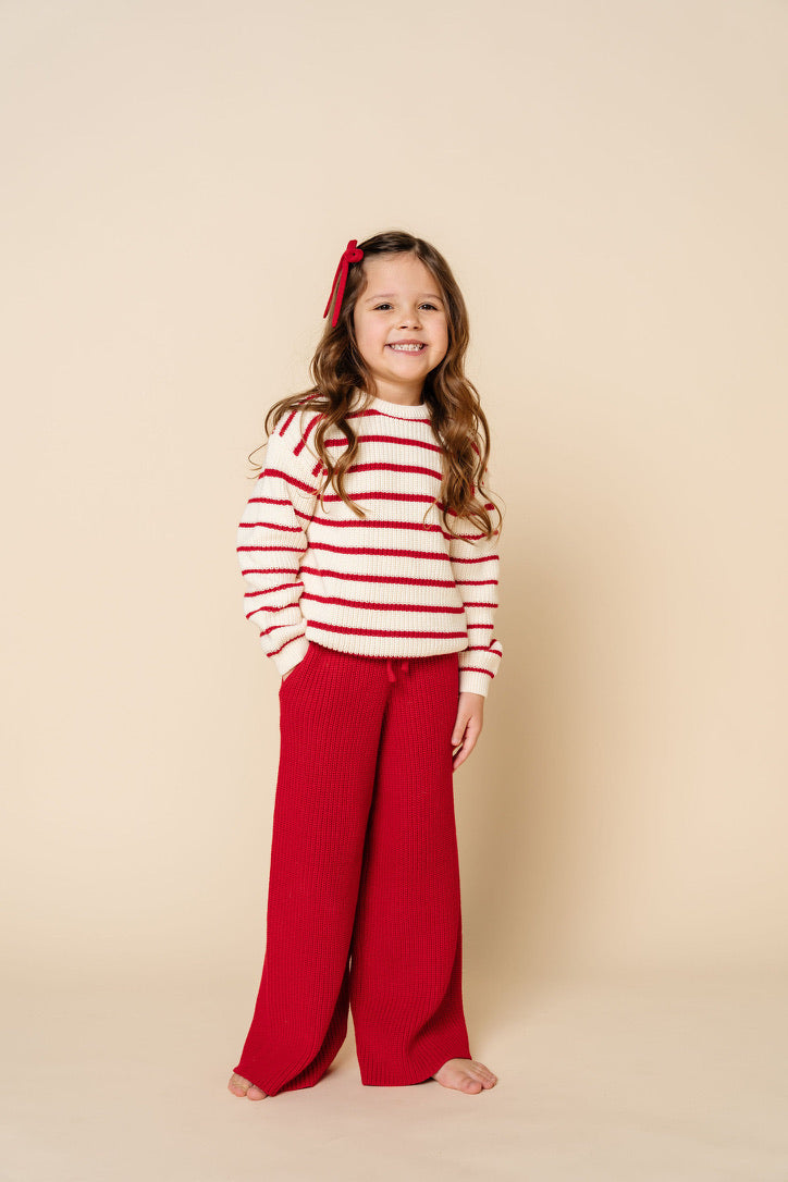Knit Chunky Sweater - Red Stripe
