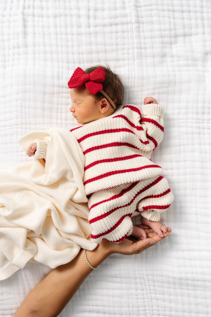 Knit Chunky Sweater - Red Stripe
