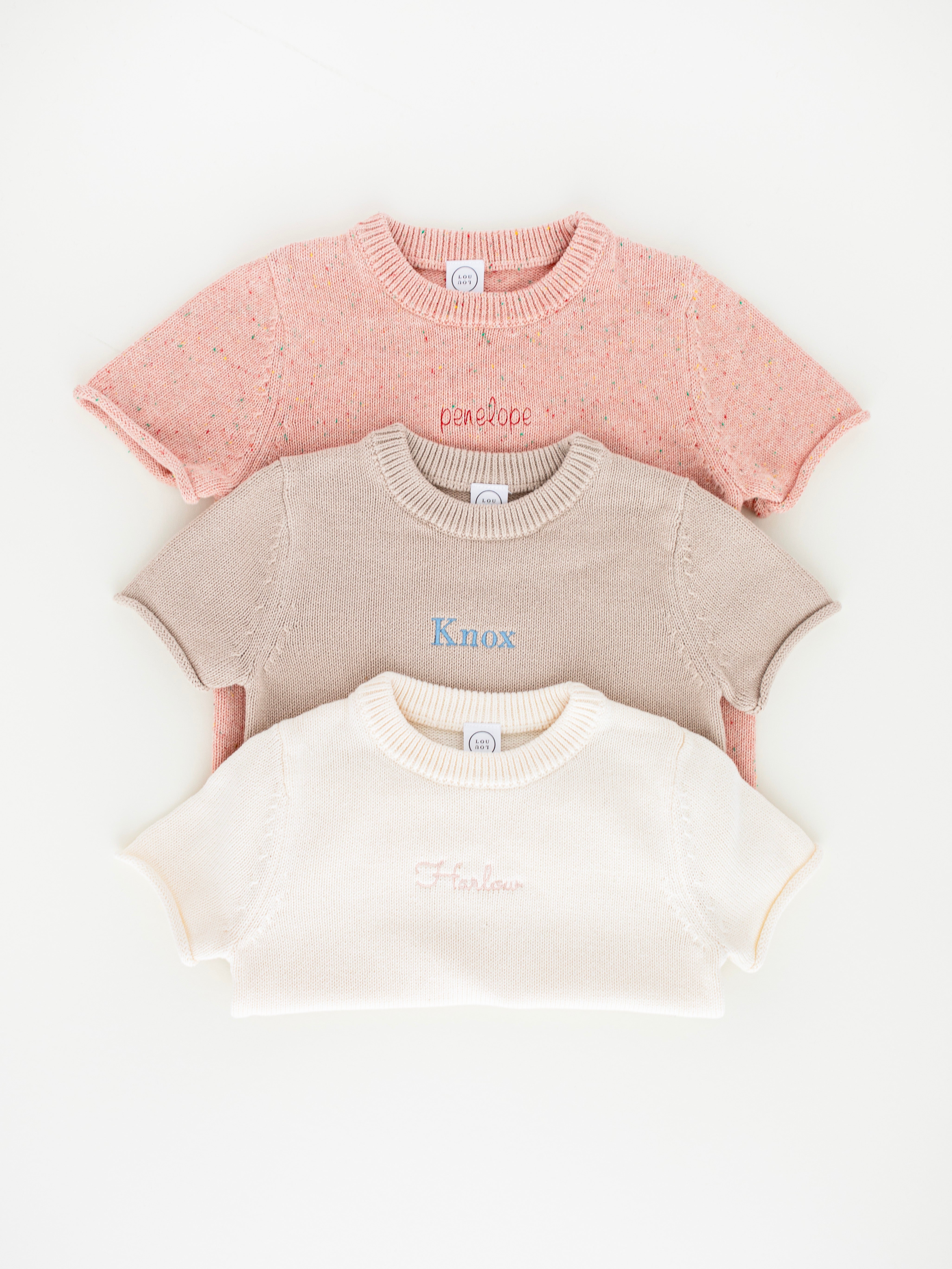 Knit Short Sleeve Tee - Grey Speckle