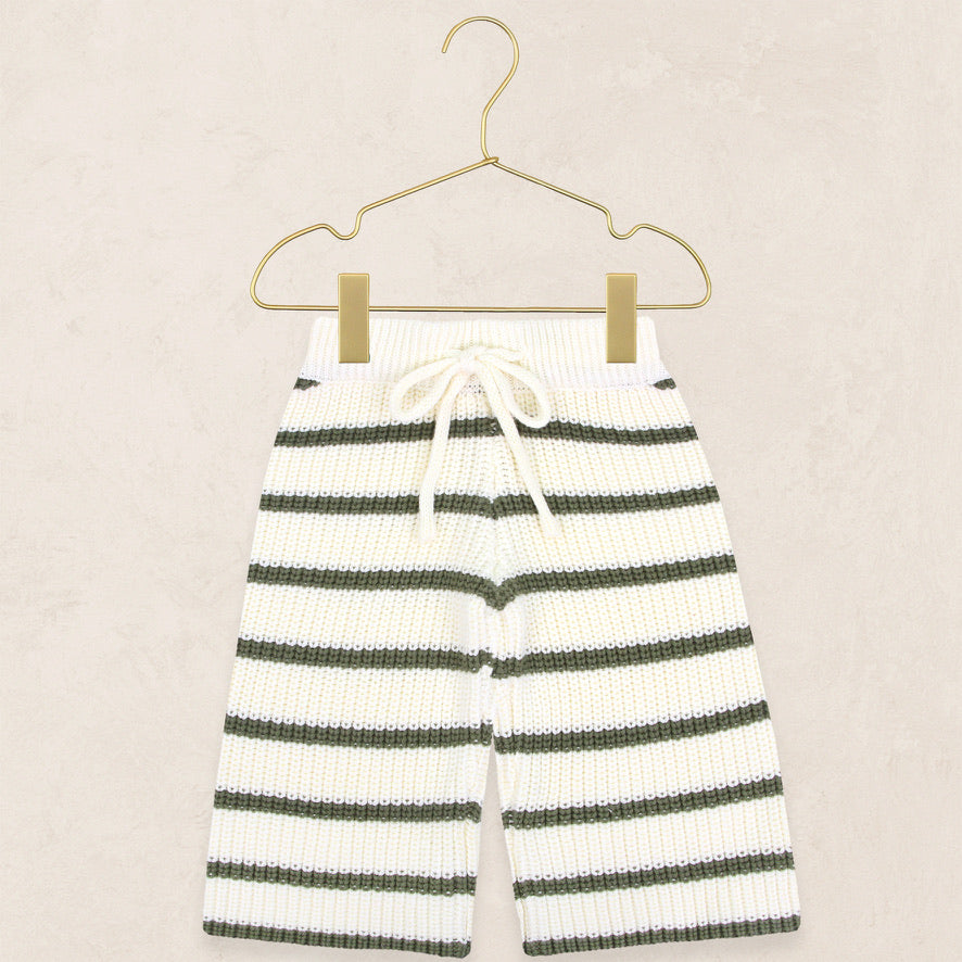 Knit Chunky Wide Leg Pant - Olive Stripe