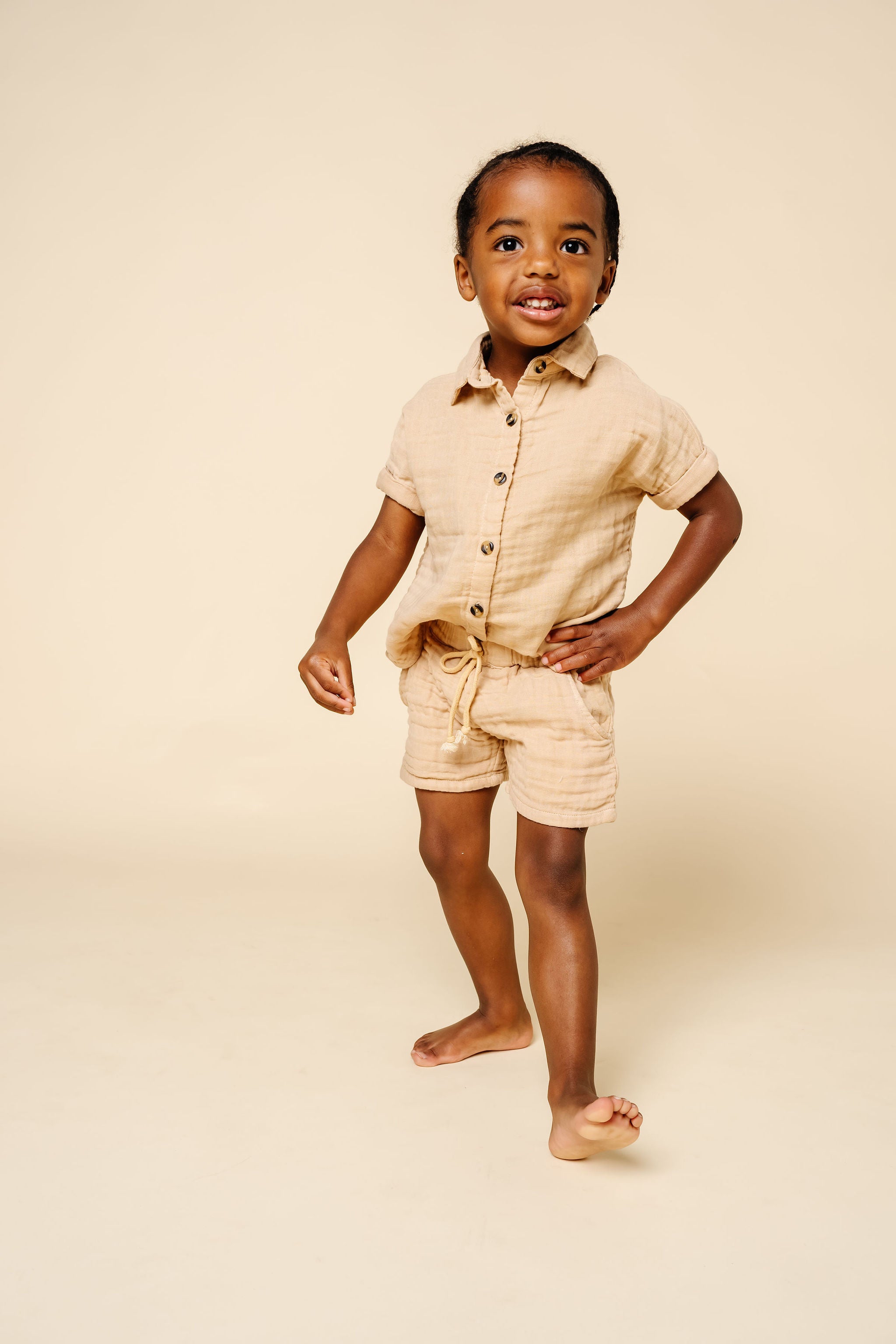 Cloud Muslin™ Shirt + Short Set - Tan
