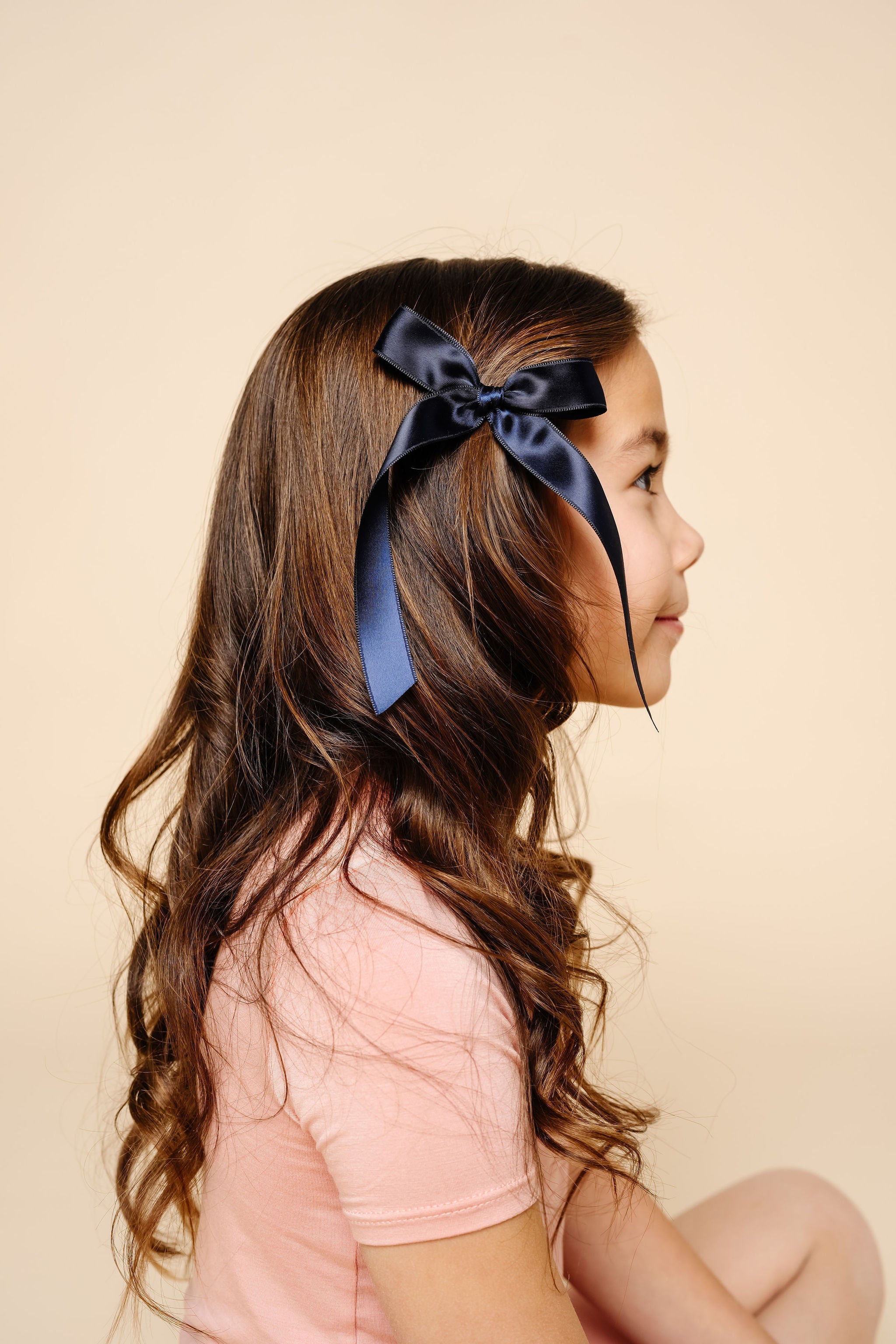 Satin Bow 3 Pack: Midnight Blue Sash Clips