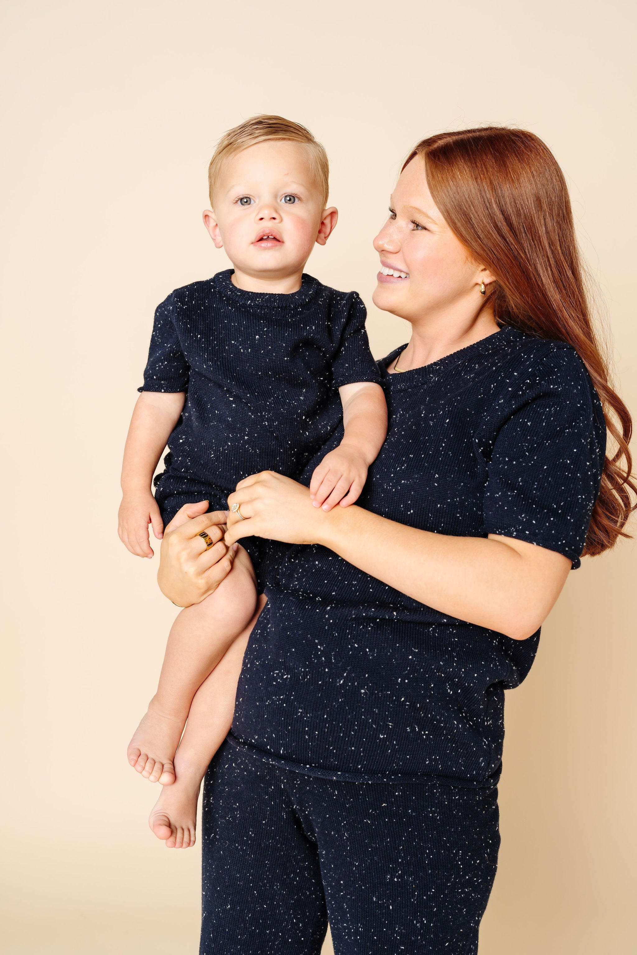 Knit Women's Short Sleeve Tee - Navy Speckle