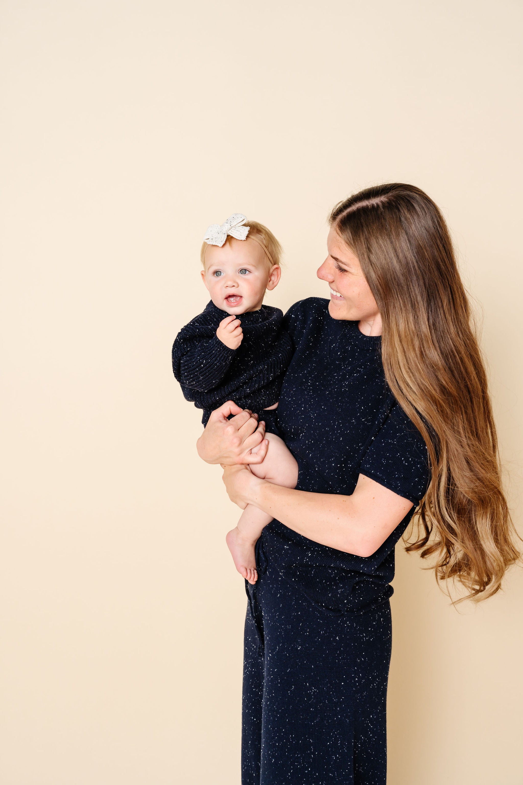 Knit Women's Short Sleeve Tee - Navy Speckle