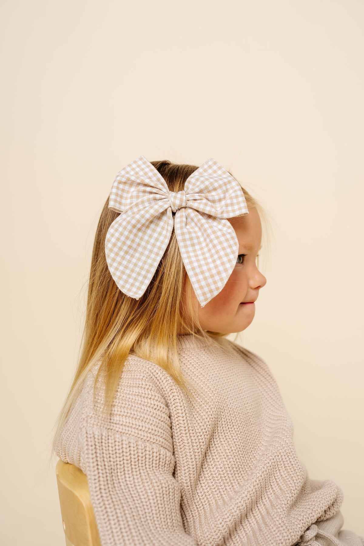 Heirloom Bow 3 Pack - Tan Gingham