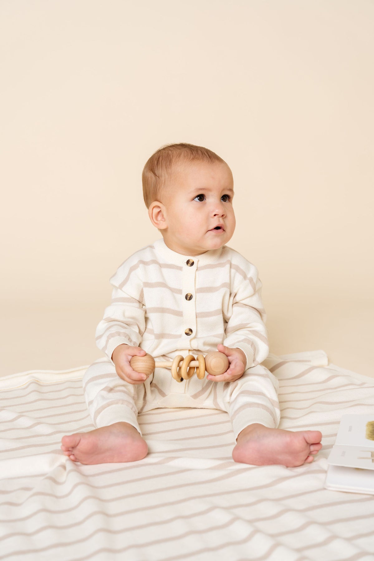 Knit Blanket - Tan Stripe