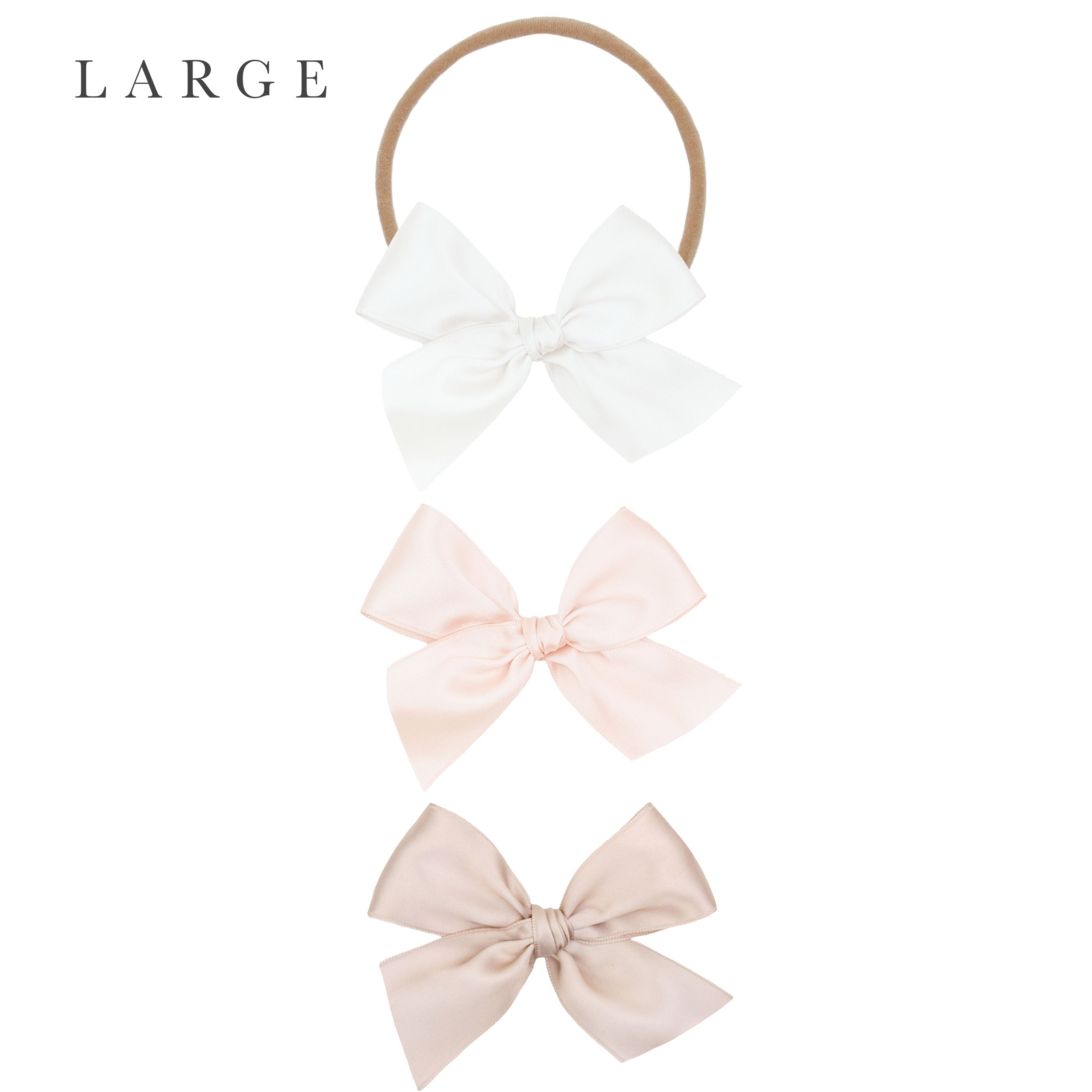 Satin Bow 3 Pack: Blush Headbands