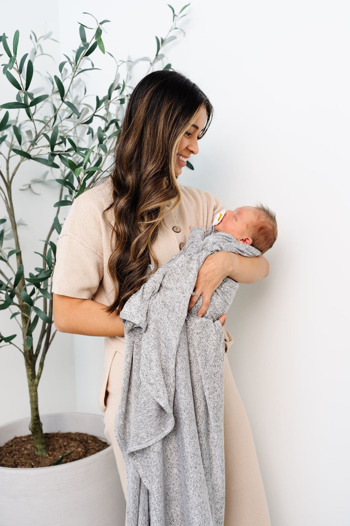 Sam Plush Knit Swaddle Blanket