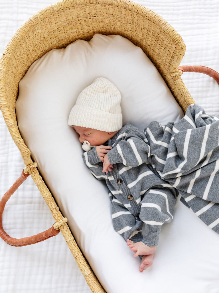 Knit Blanket - Charcoal Stripe