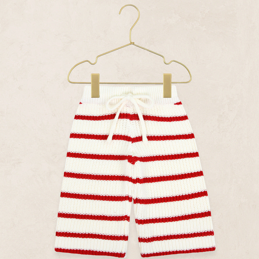 Knit Chunky Wide Leg Pant - Red Stripe