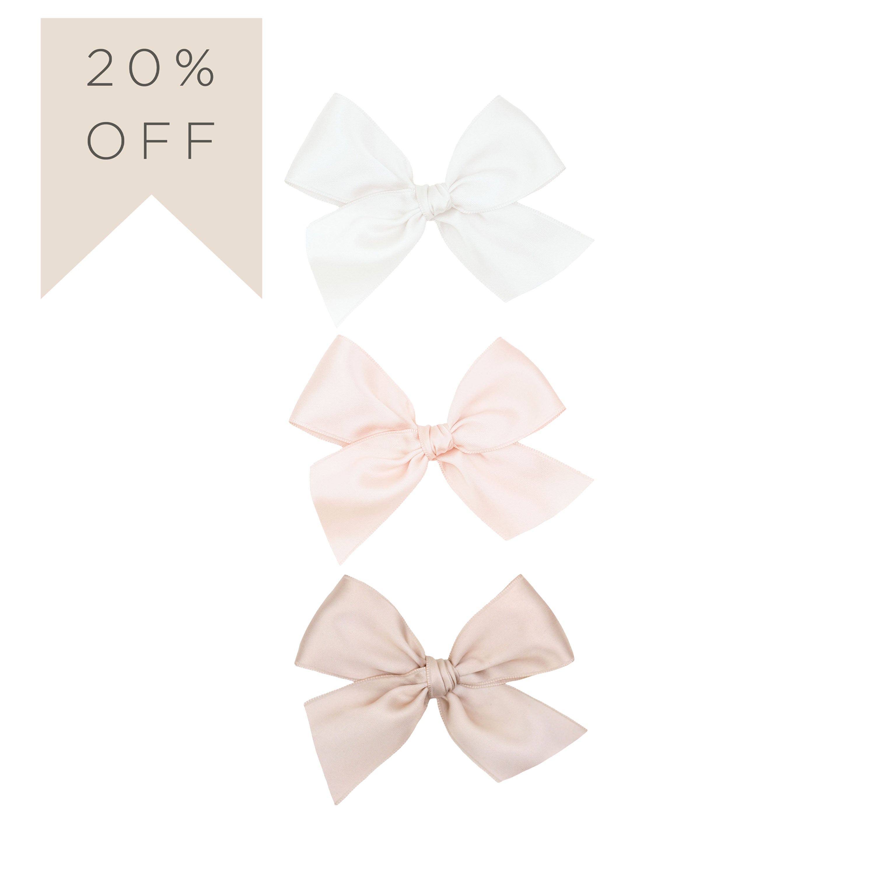 Satin Bow 3 Pack: Blush Clips