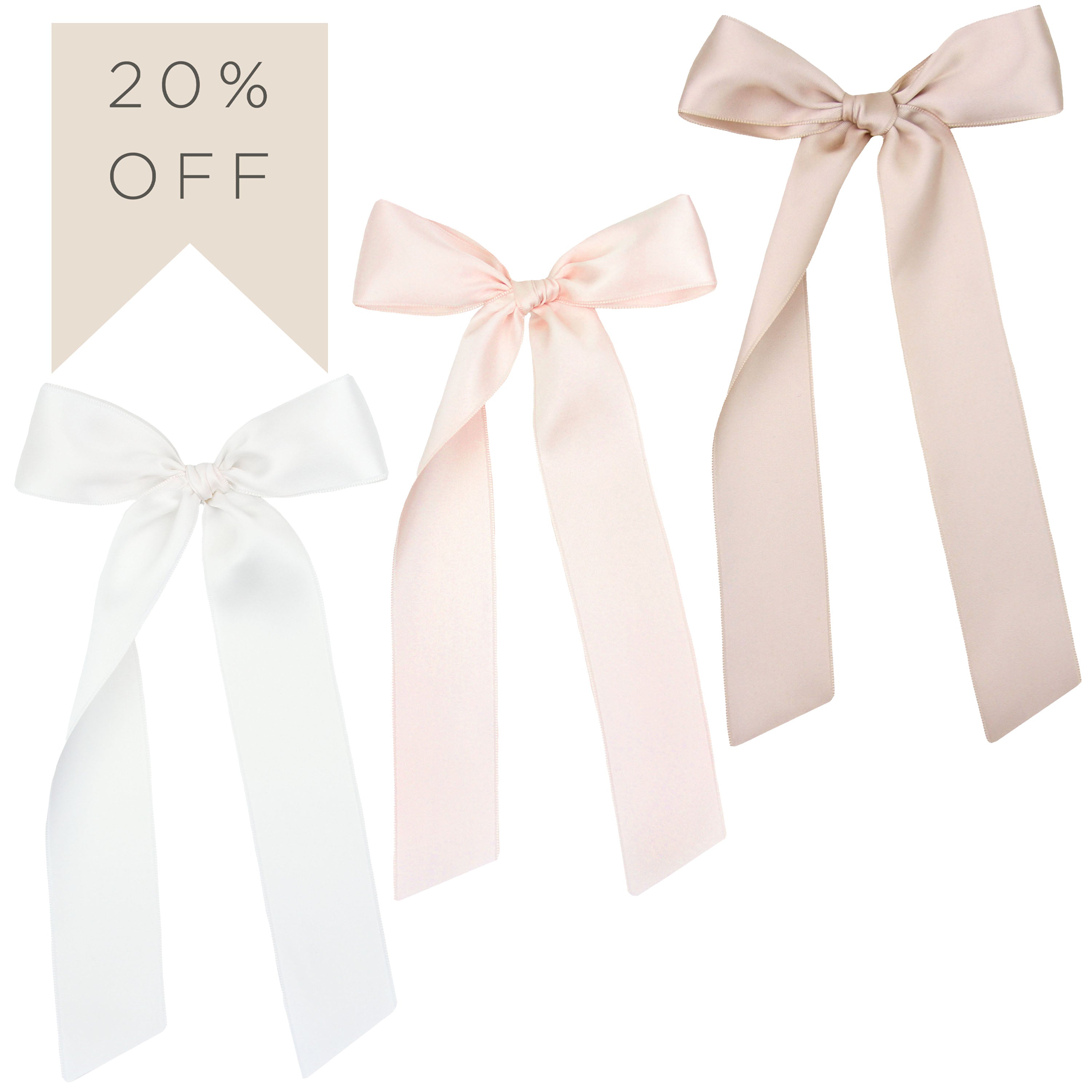 Satin Bow 3 Pack: Blush Sash Clips