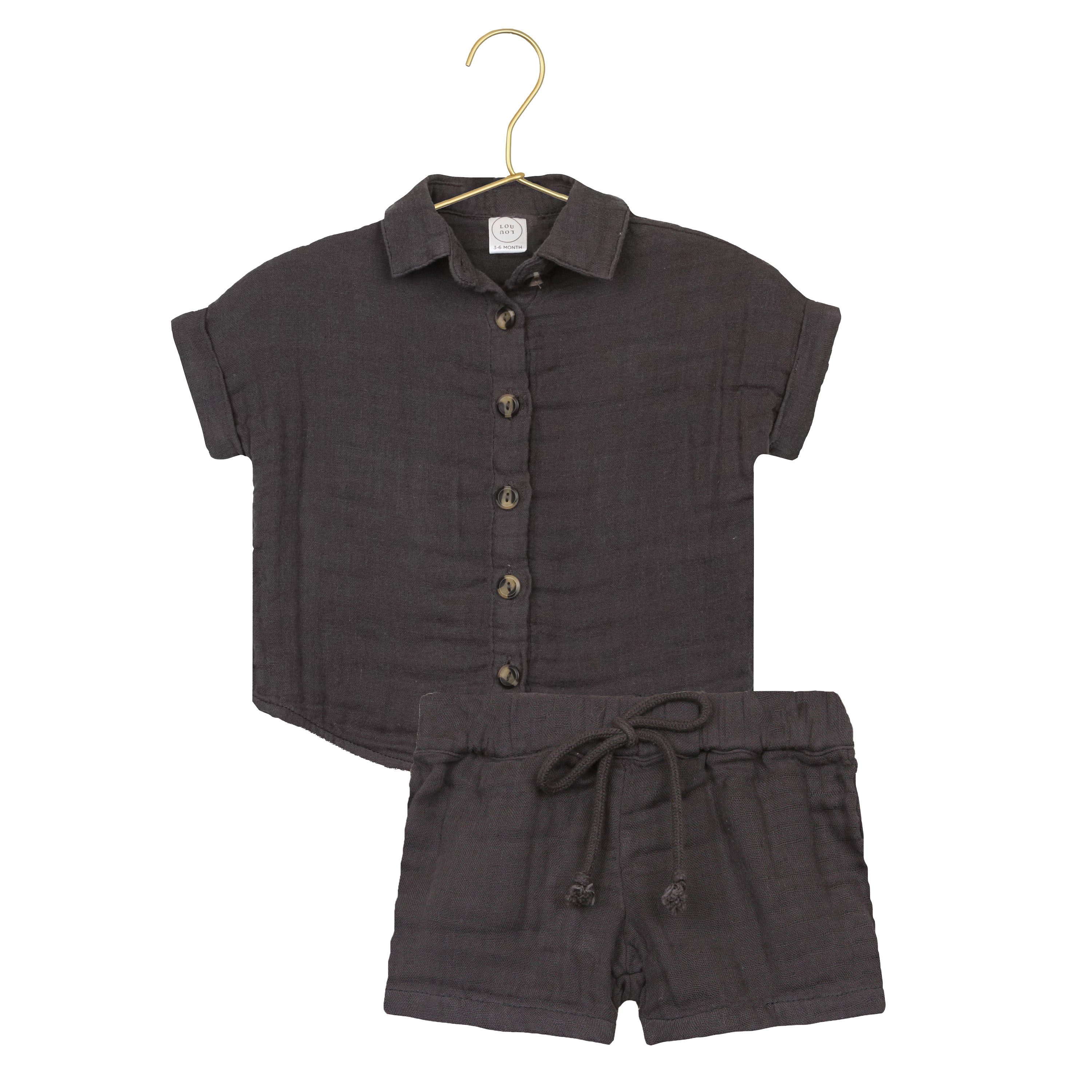 Cloud Muslin™ Shirt + Short Set - Charcoal