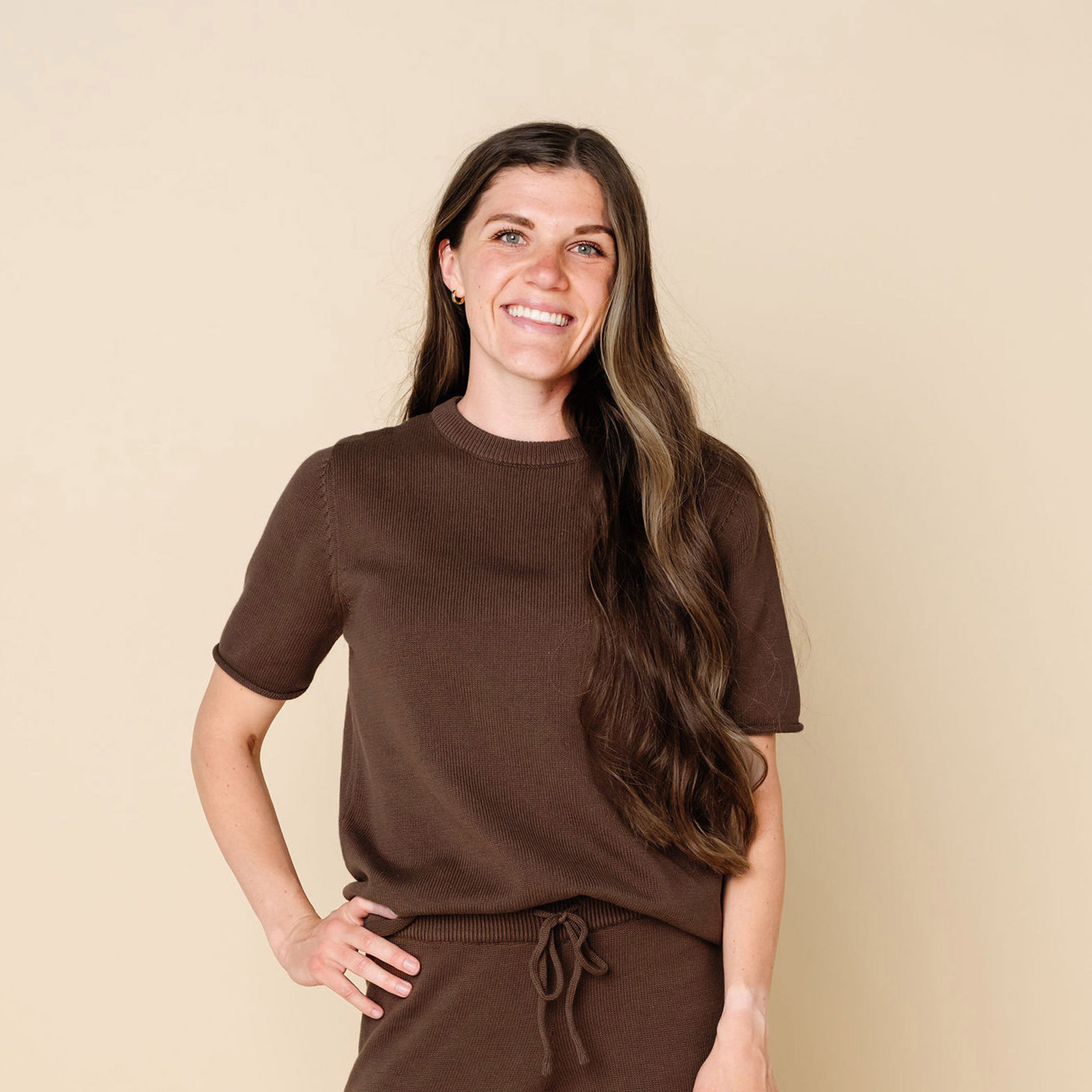 Knit Women's Short Sleeve Tee - Cocoa