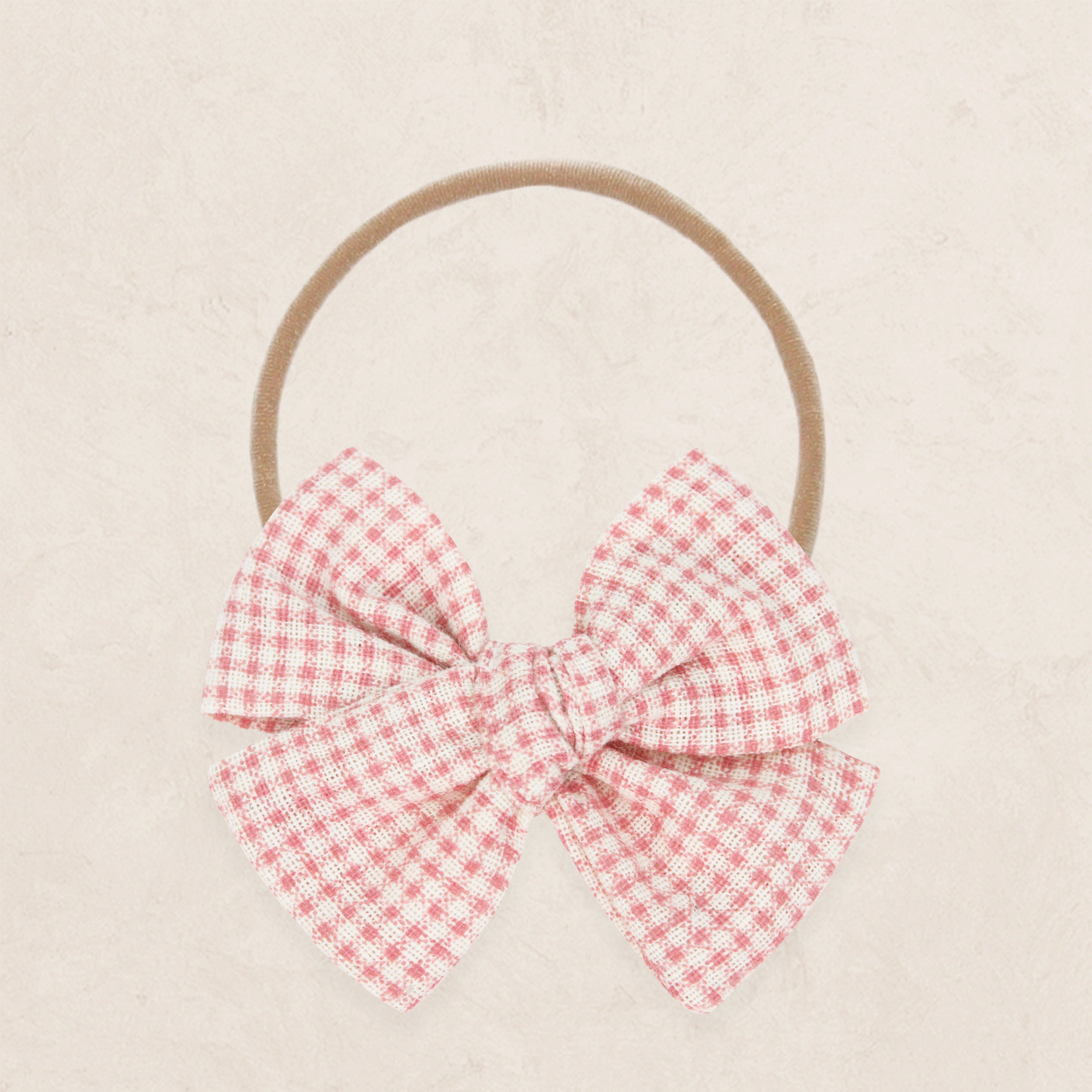 Adventure Bow - Rose Gingham Headband
