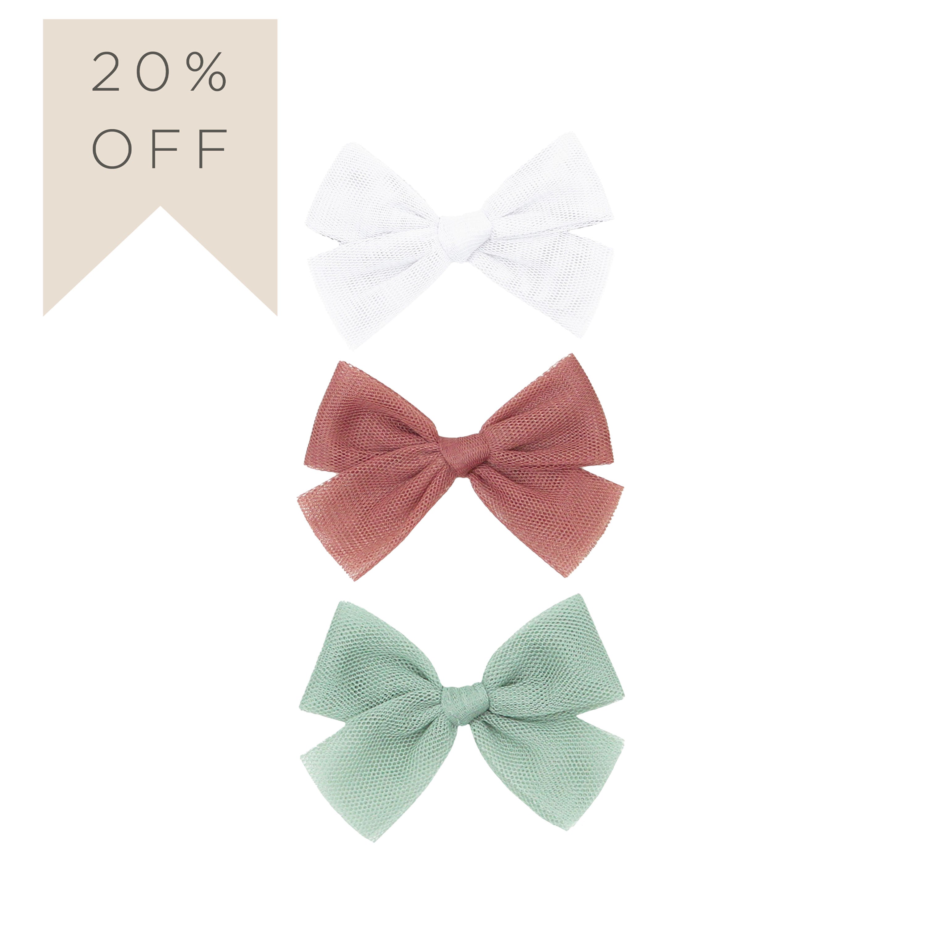Tulle Bow 3 Pack: Rose