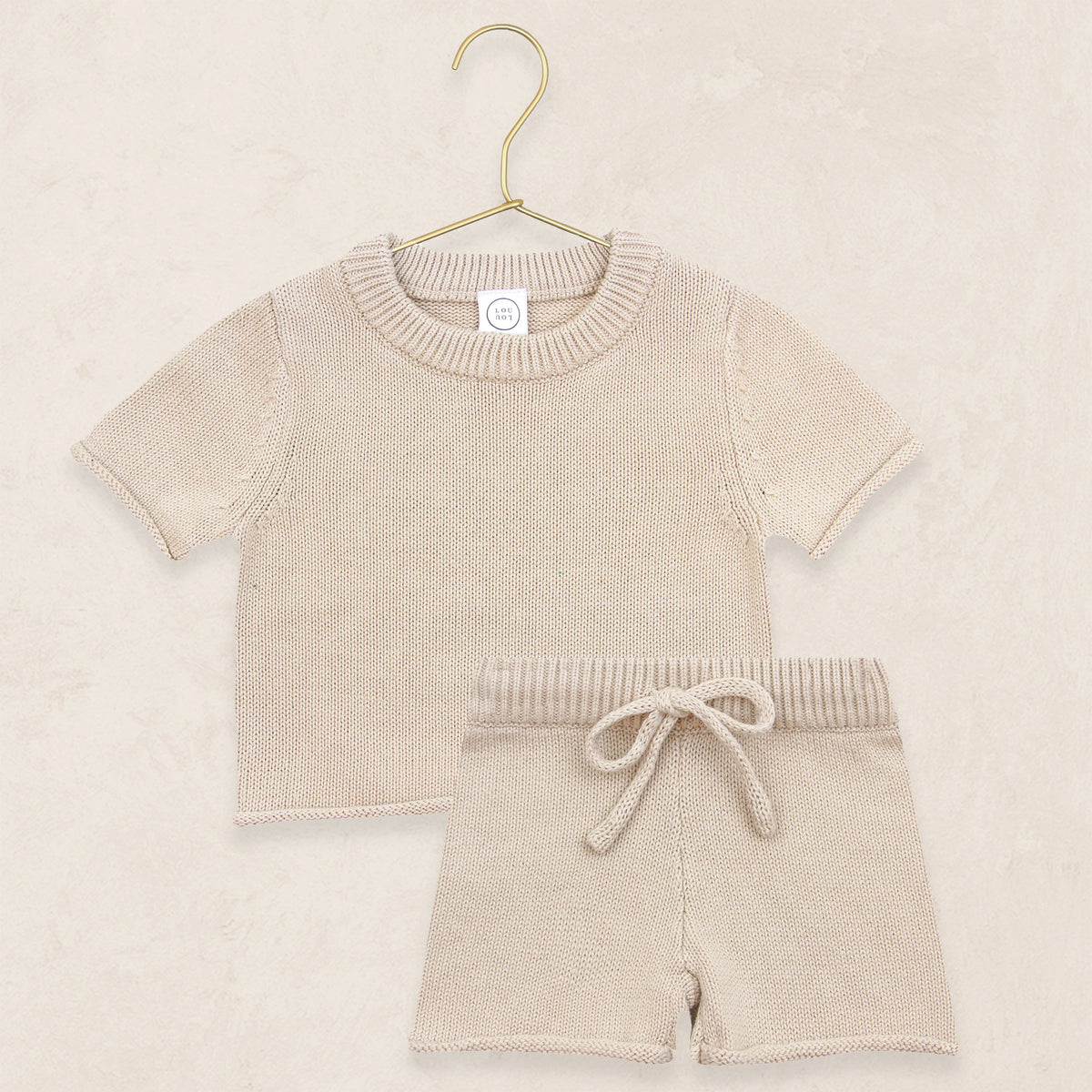 Knit Shirt + Short Set - Tan