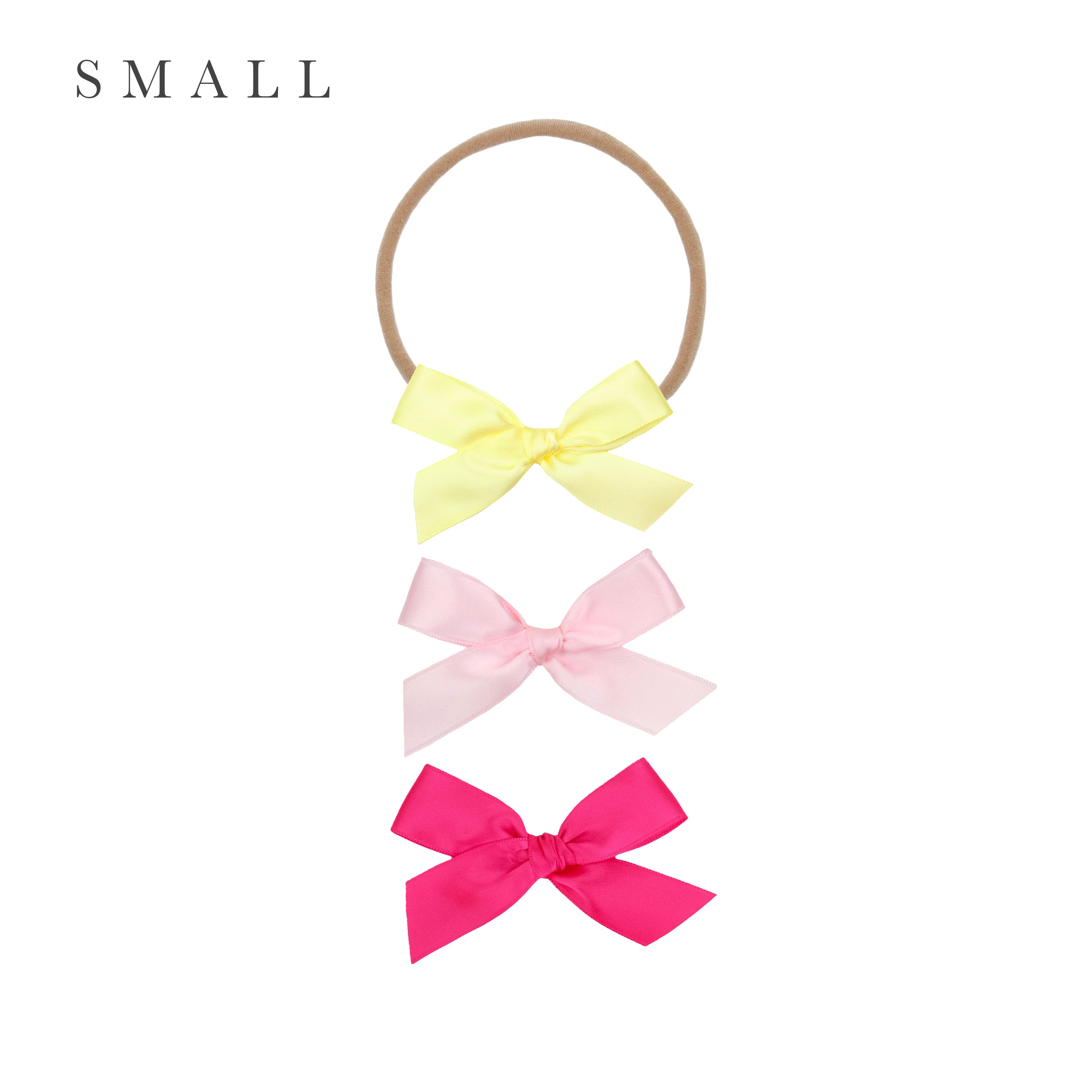 Satin Bow 3 Pack: Baby Pink Headbands