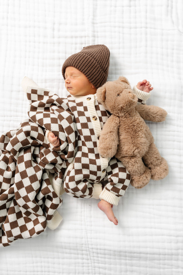 Cocoa Checkered Heirloom Knit