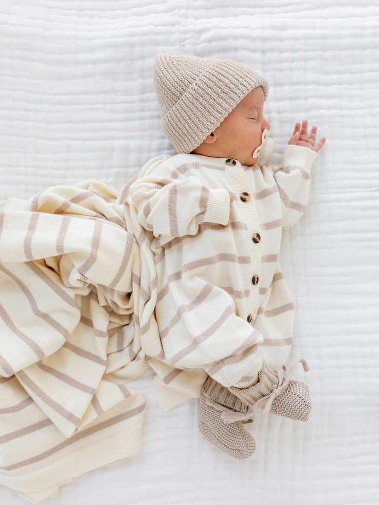 Tan Stripe Heirloom Knit
