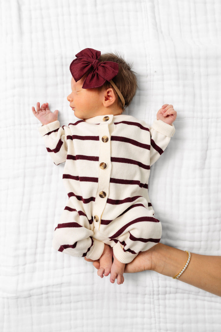 Maroon Stripe Heirloom Knit