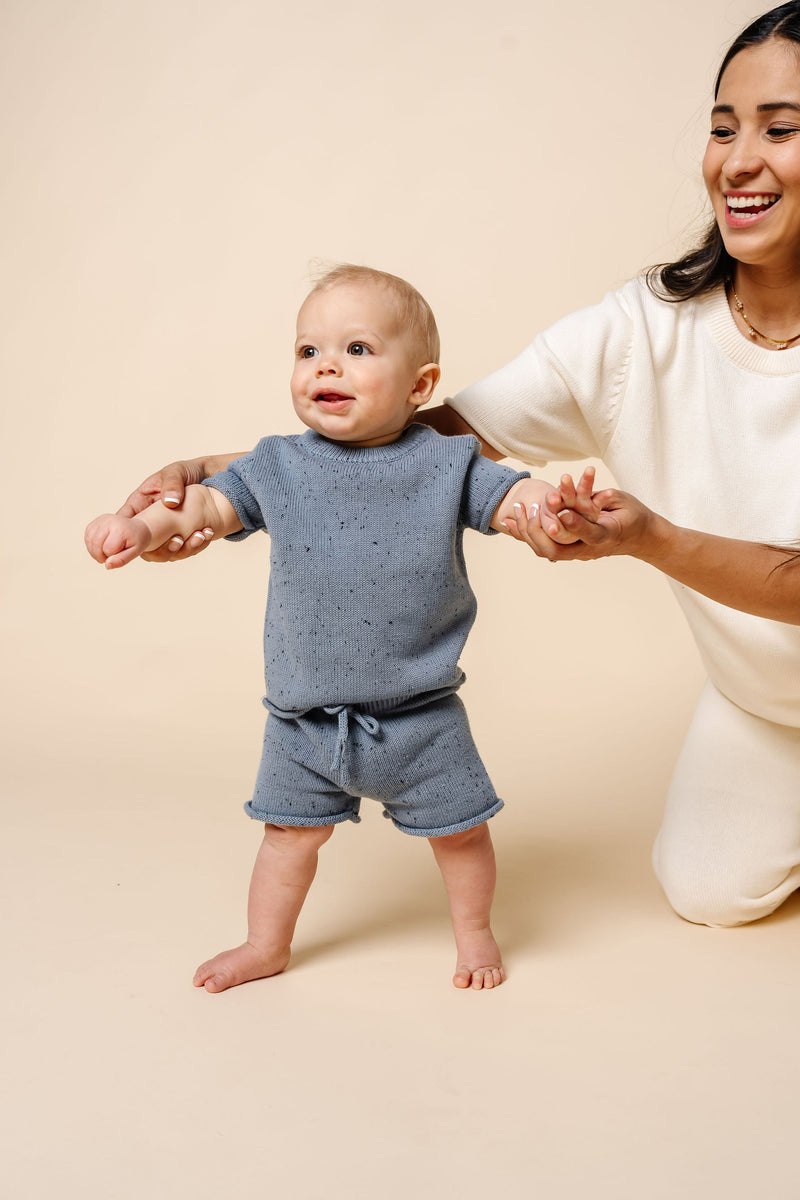 Cadet Speckle Heirloom Knit