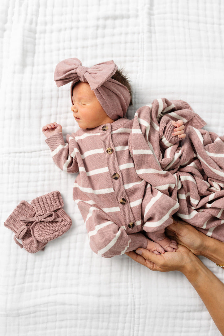 Mauve Stripe Heirloom Knit
