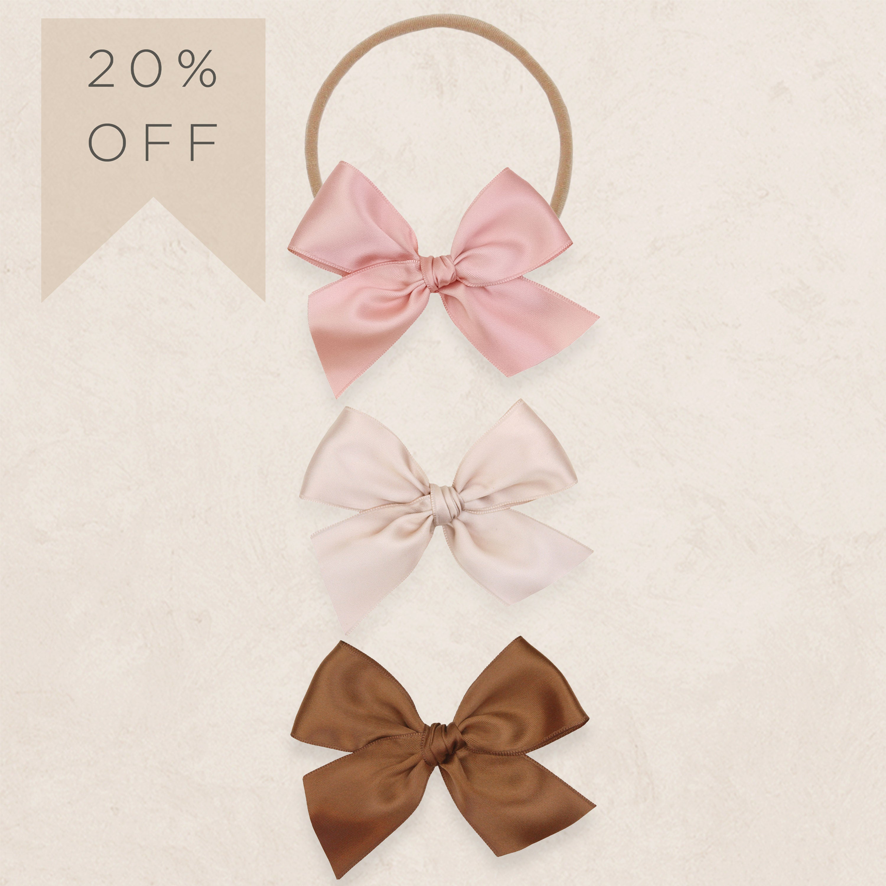 Satin Bow 3 Pack: Primrose