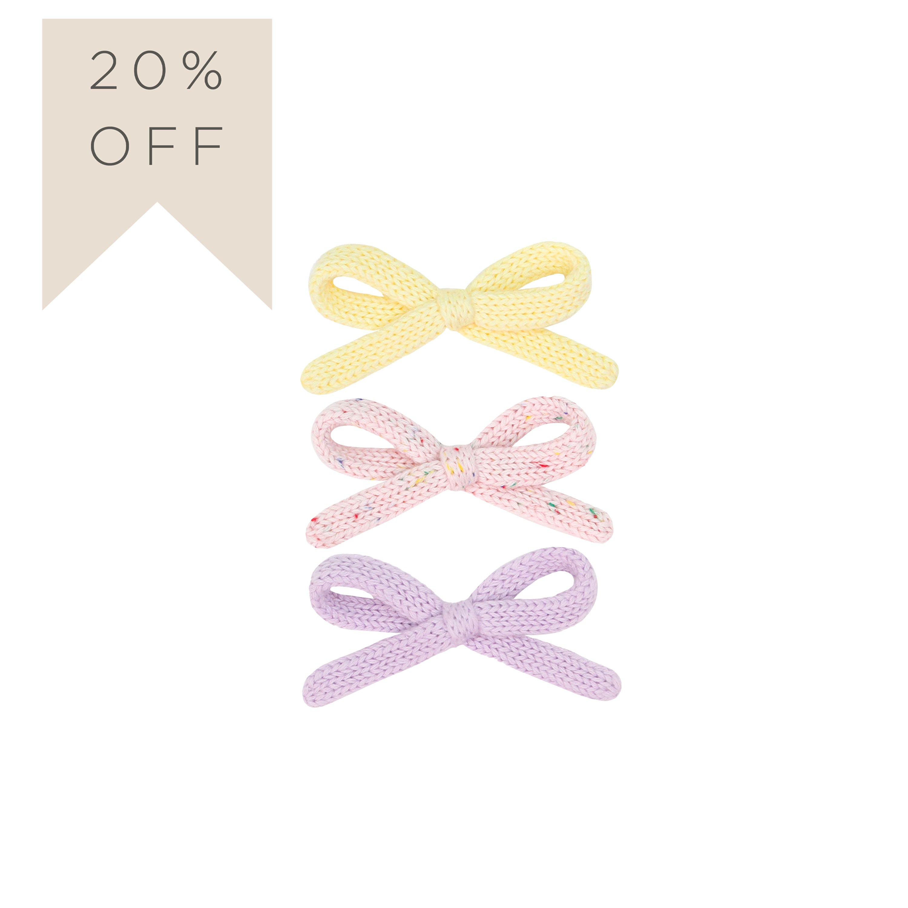 Sweater Bow 3 Pack - Blossom Speckle Knit Clip