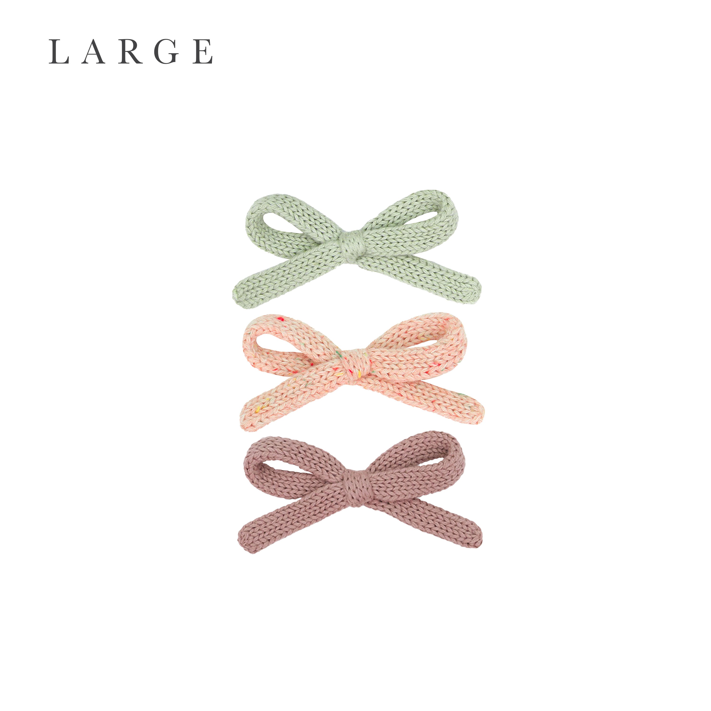 Sweater Bow 3 Pack - Petal Speckle Knit Clip