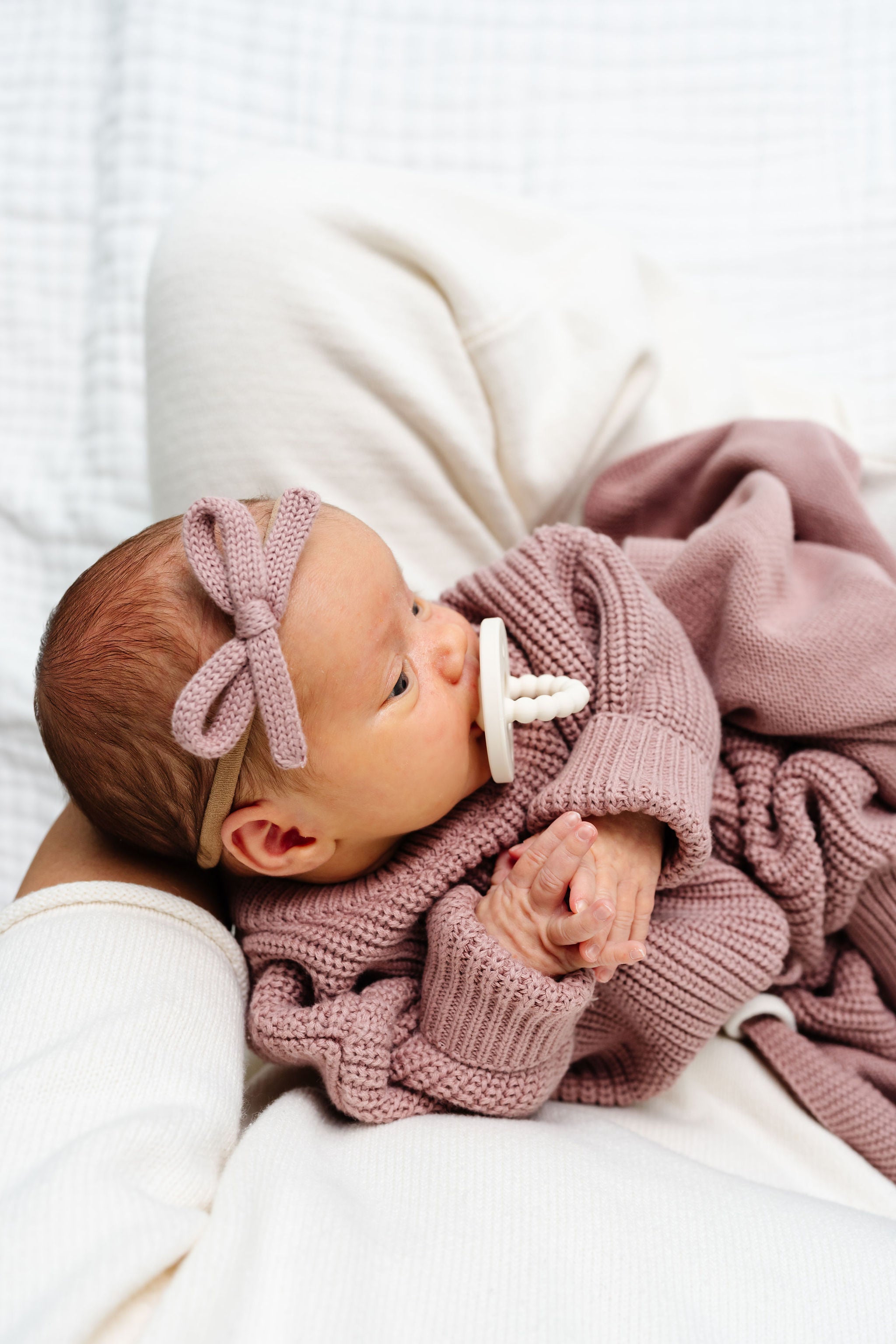 Sweater Bow 3 Pack - Petal Speckle Knit Clip