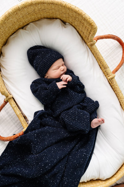 Knit Blanket - Navy Speckle
