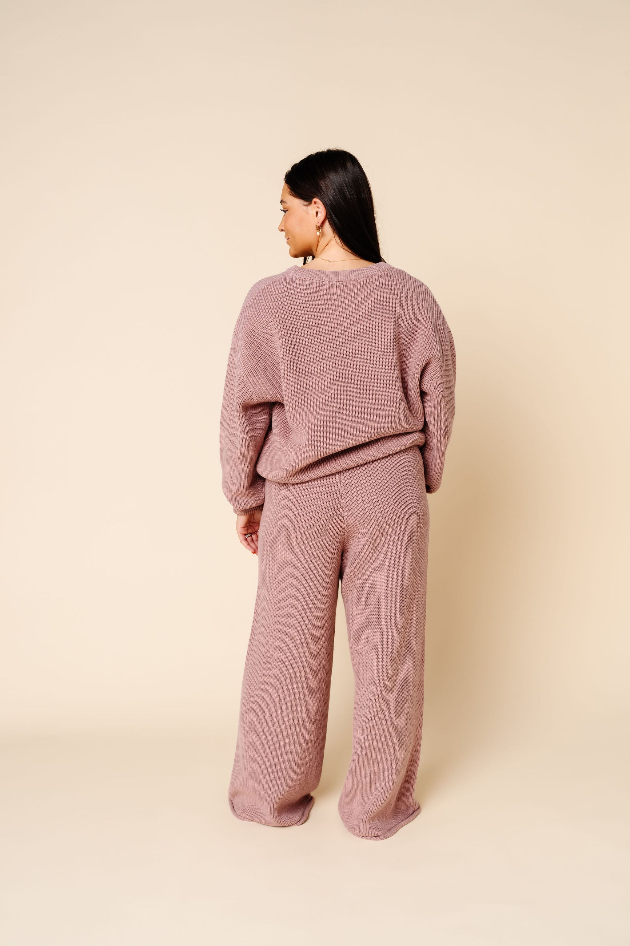 Knit Women's Chunky Wide Leg Pant - Mauve