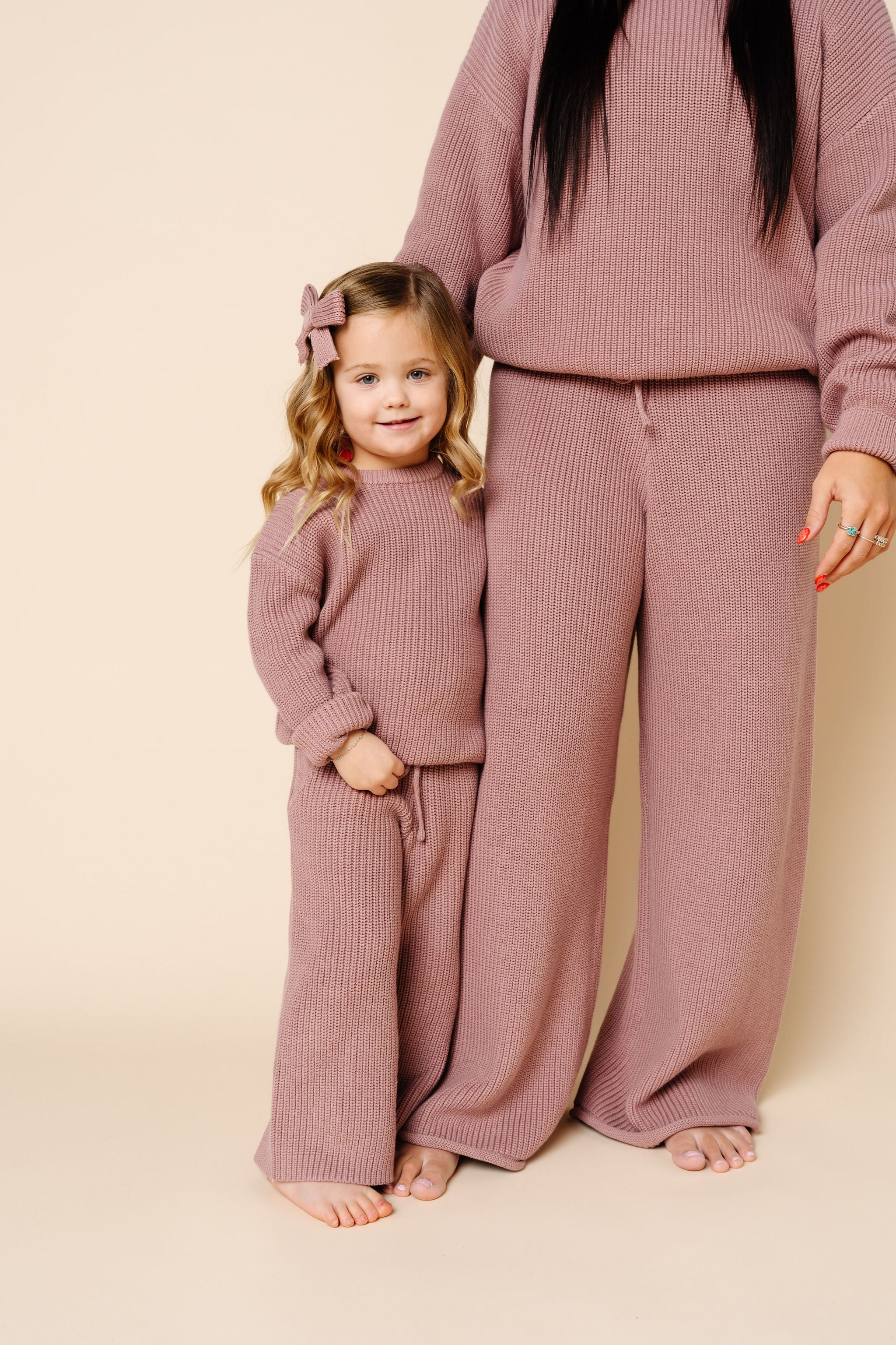 Knit Women's Chunky Wide Leg Pant - Mauve
