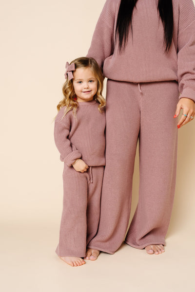 Knit Women's Chunky Wide Leg Pant - Mauve