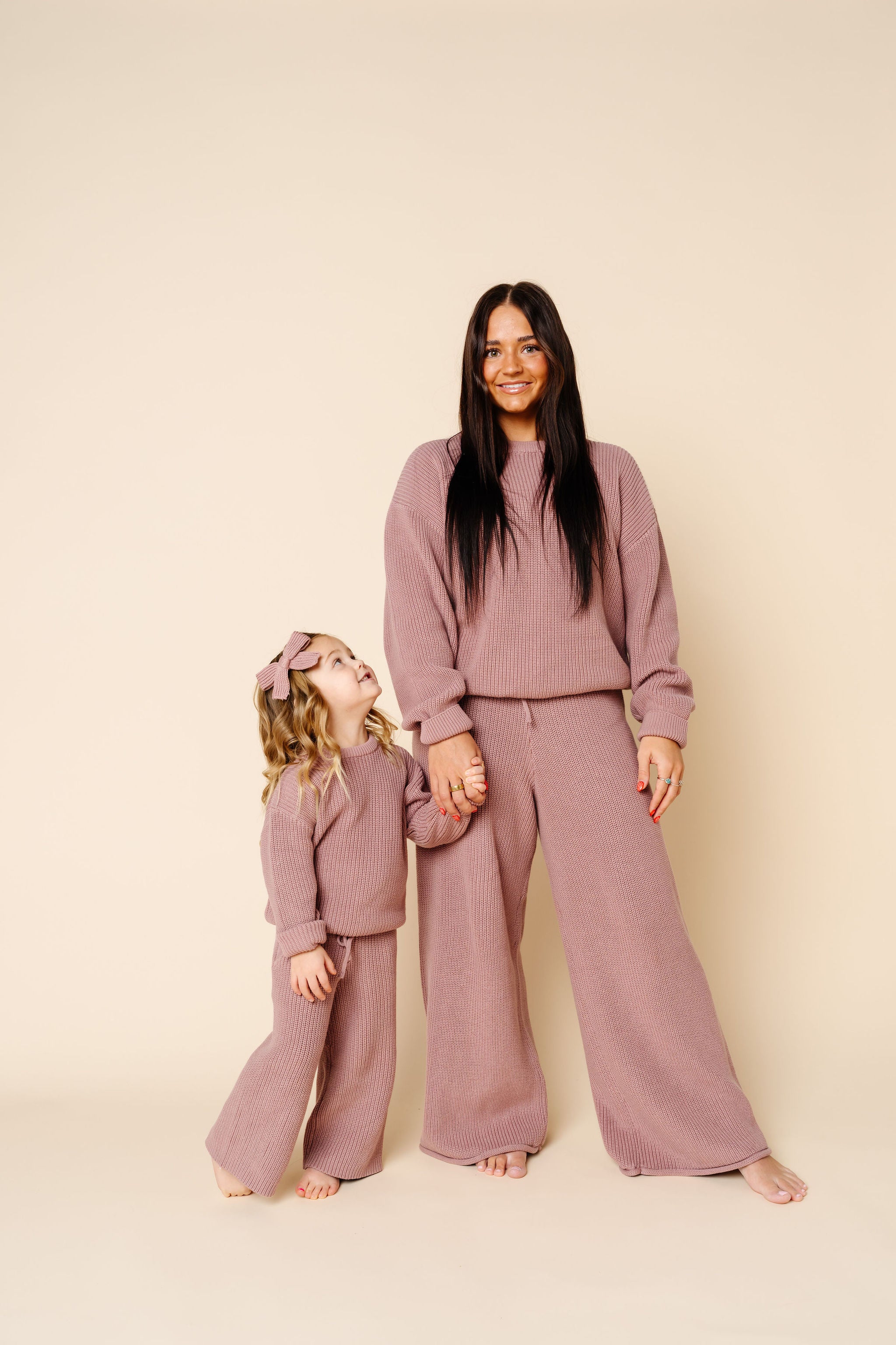 Knit Women's Chunky Wide Leg Pant - Mauve