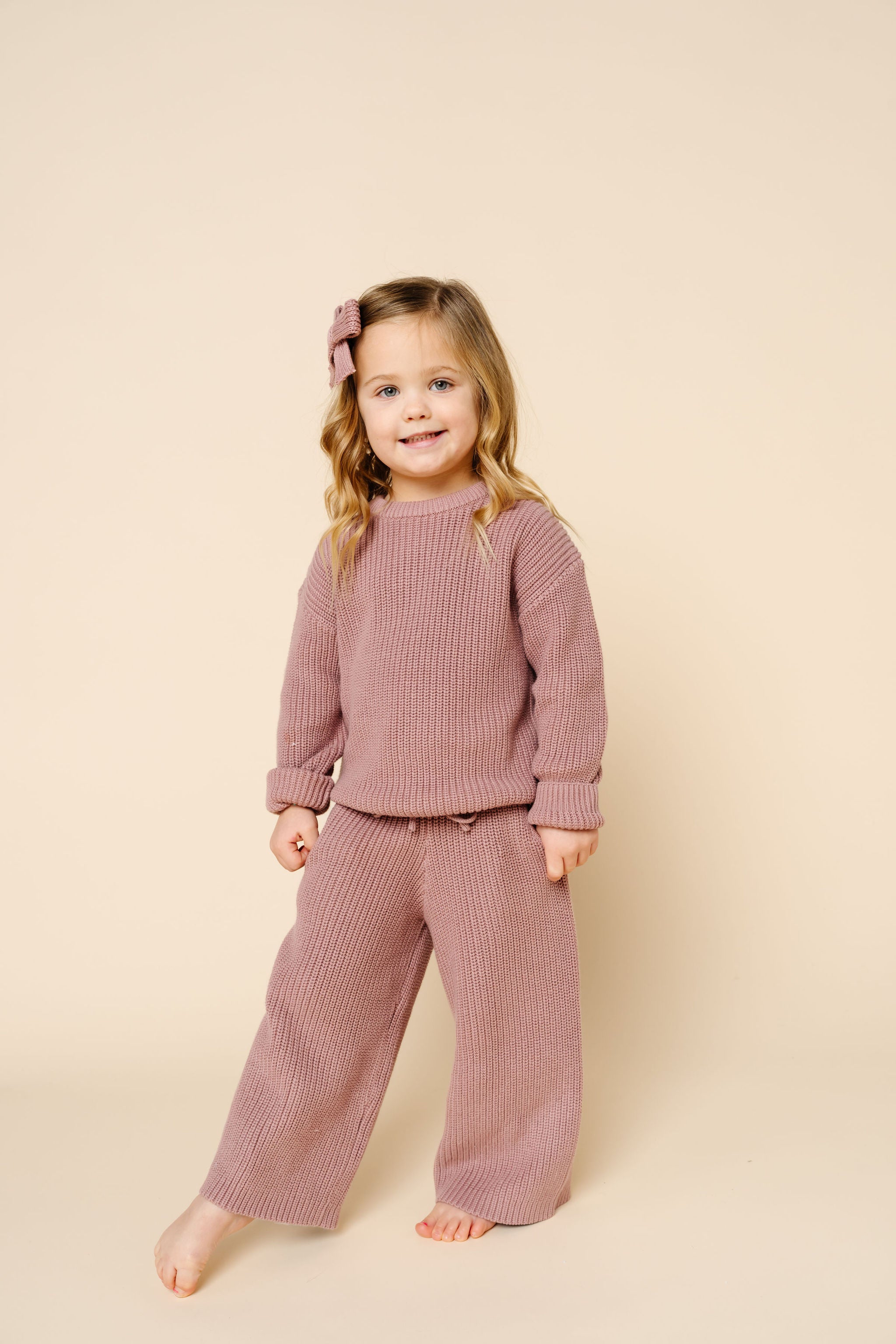 Knit Chunky Wide Leg Pant - Mauve