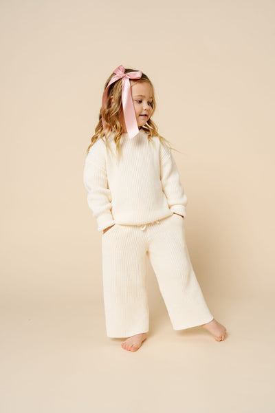 Knit Chunky Wide Leg Pant - Ivory
