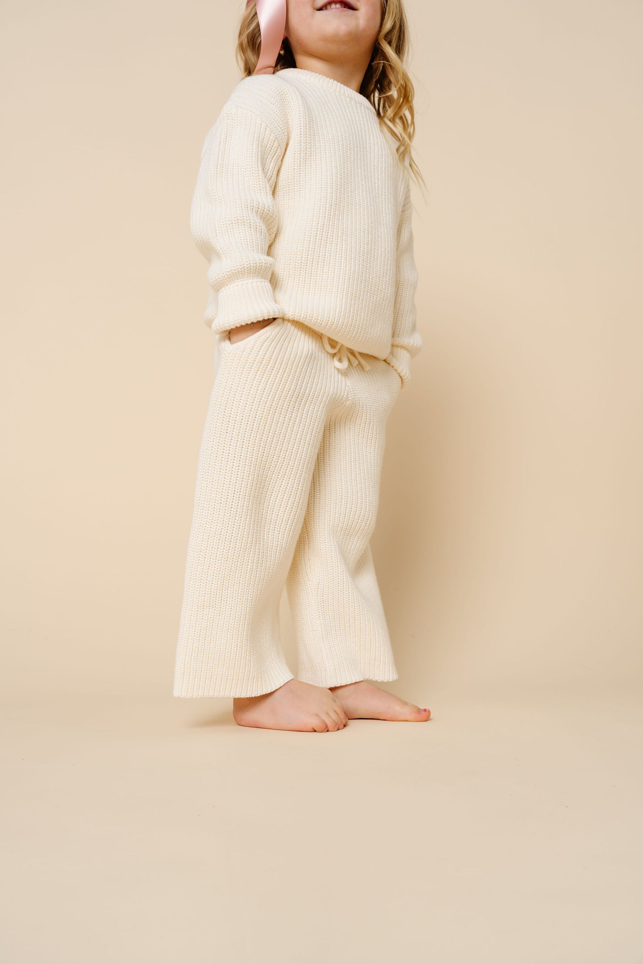 Knit Chunky Wide Leg Pant - Ivory