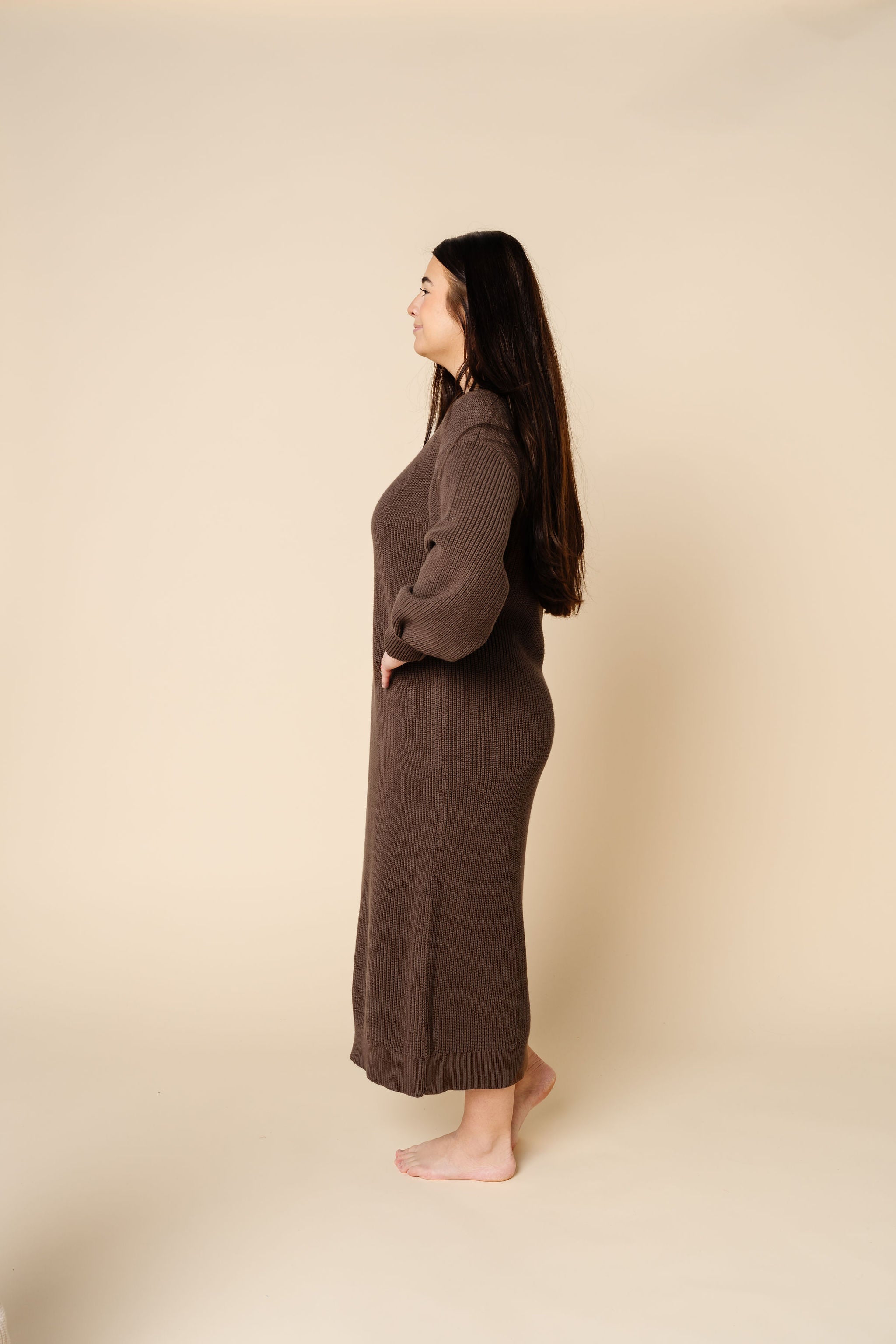Knit Women's Sweater Maxi Dress - Cocoa