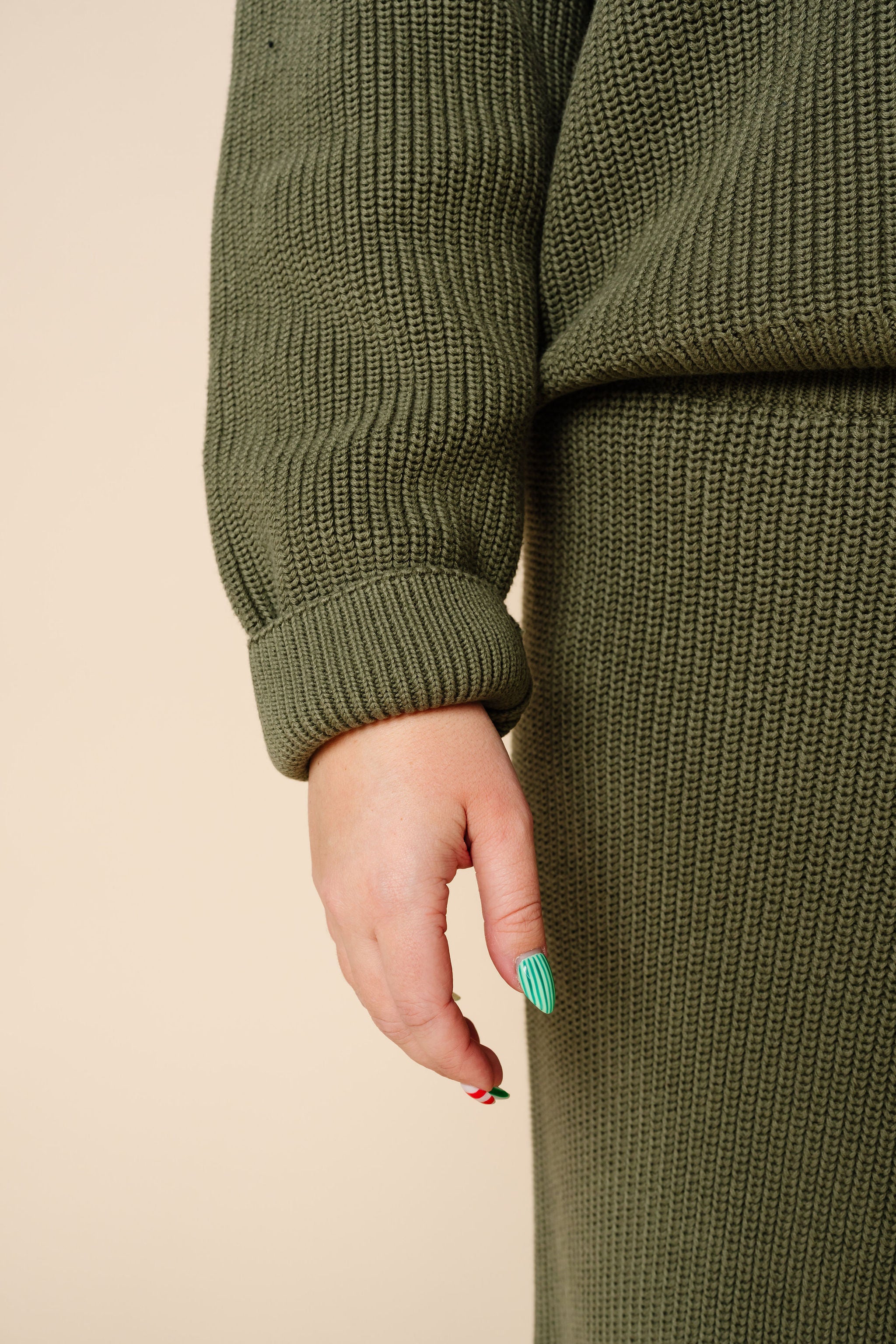 Knit Women's Chunky Wide Leg Pant - Olive