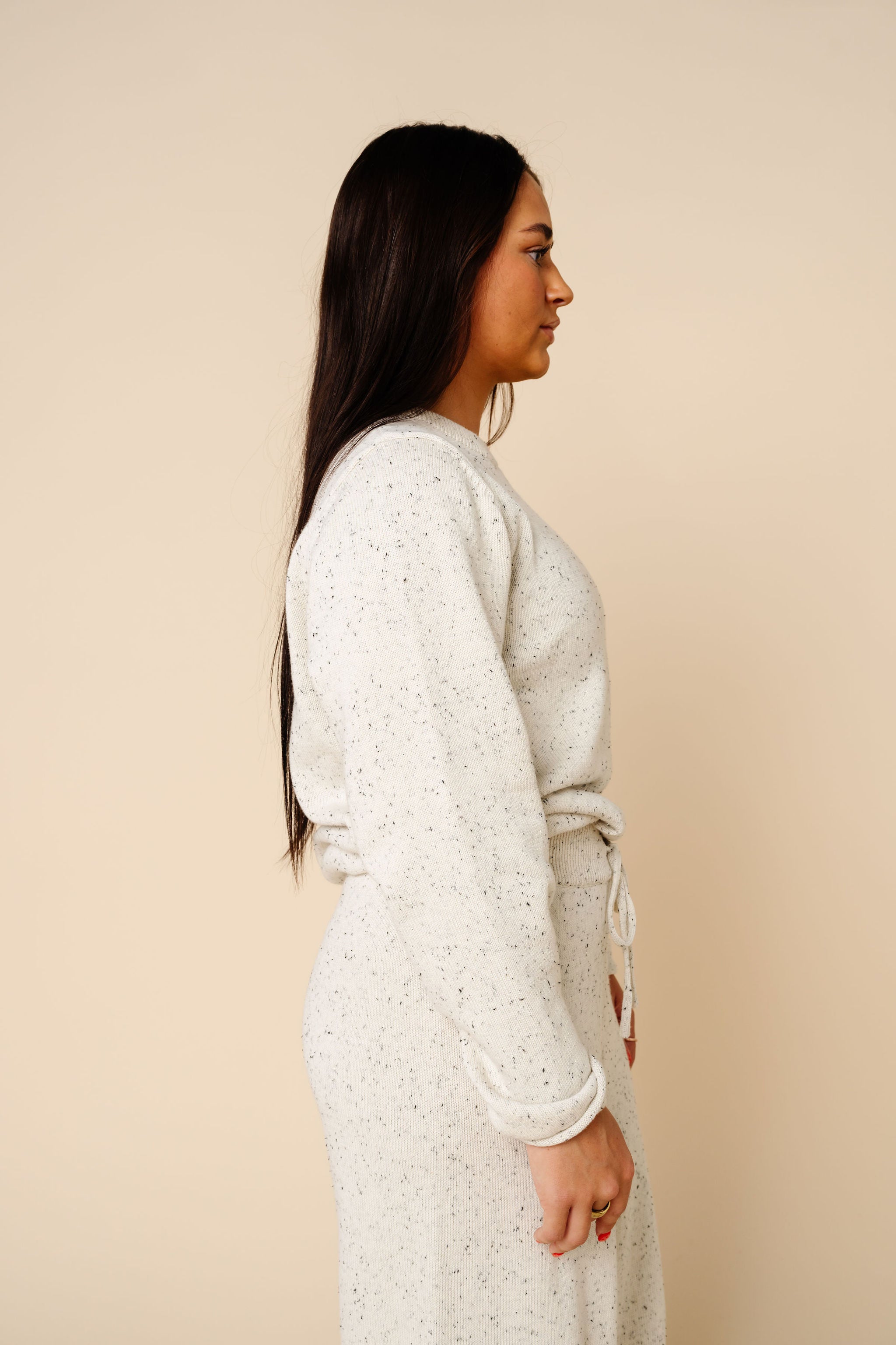 Knit Women's Sweater - Cream Speckle