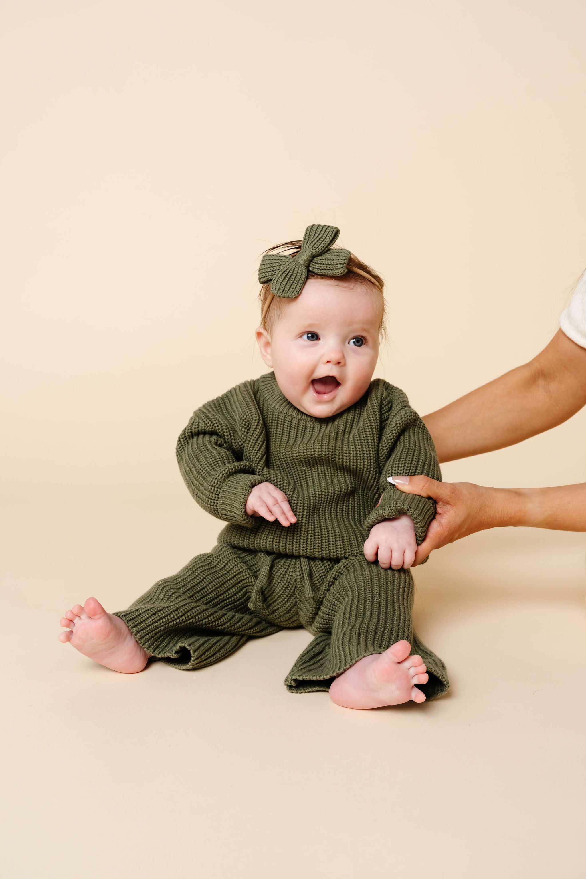 Knit Chunky Wide Leg Pant - Olive